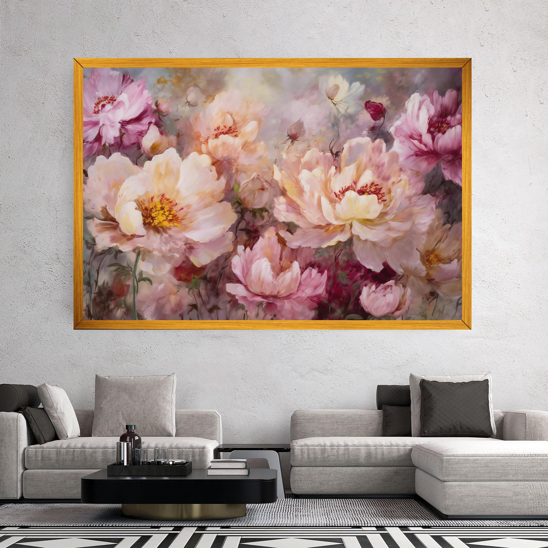Vászonkép Peony Painting Art mockup 2