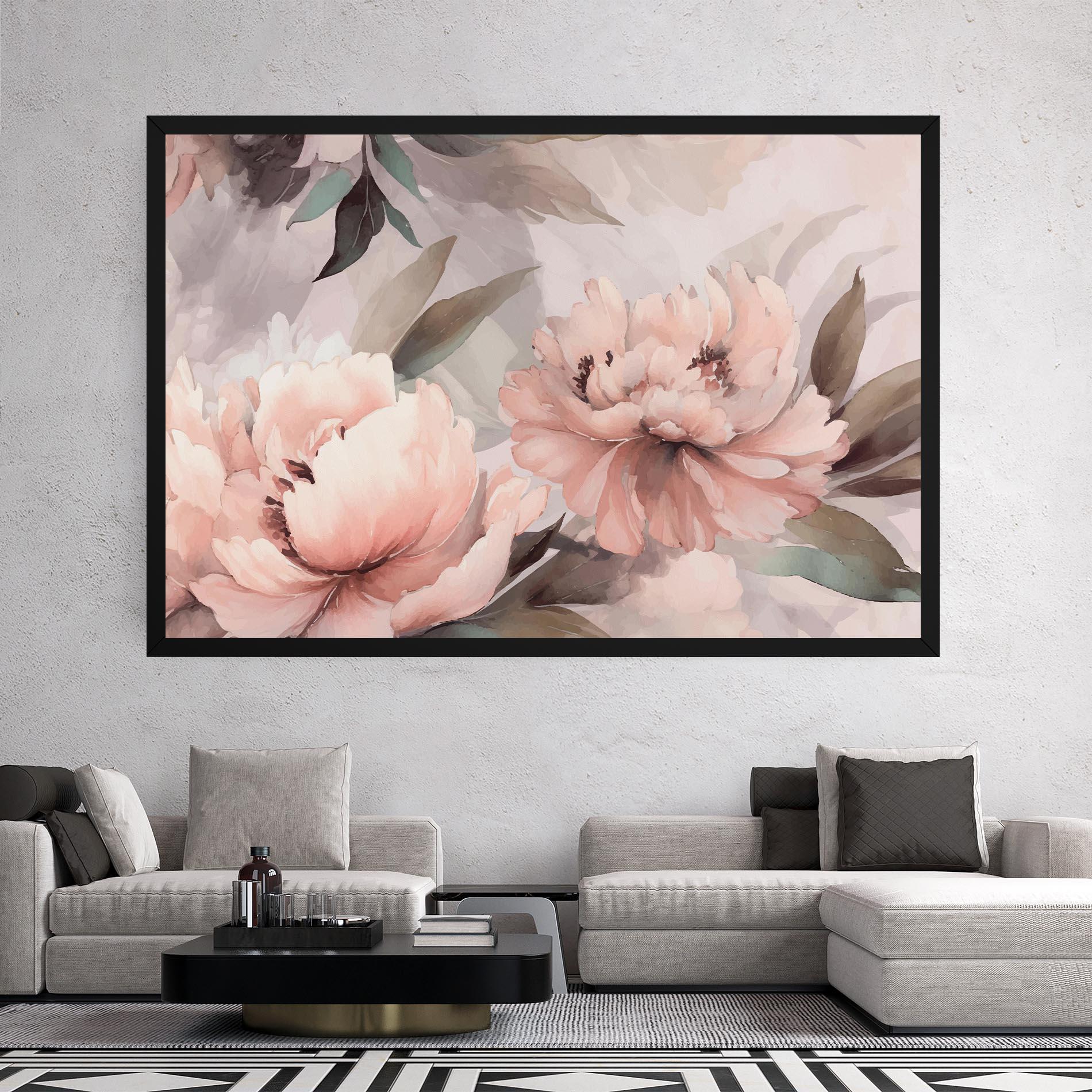 Vászonkép Dreamy Peony Art mockup 2