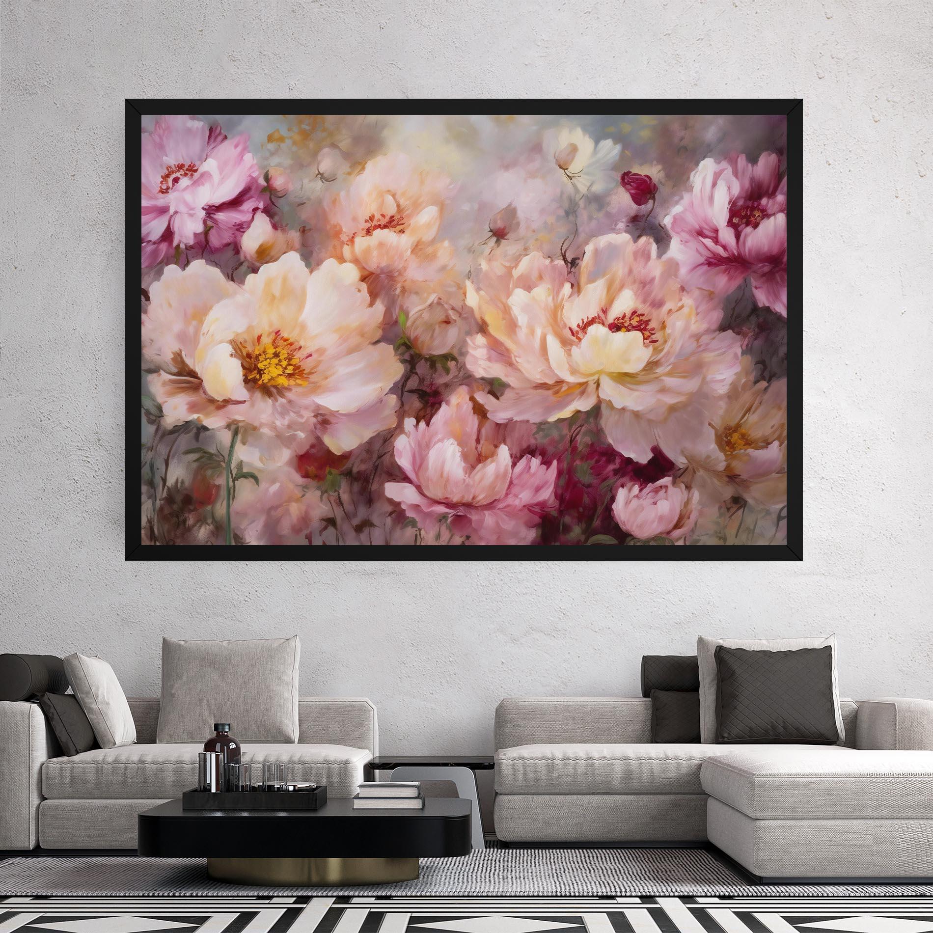 Vászonkép Peony Painting Art mockup 2