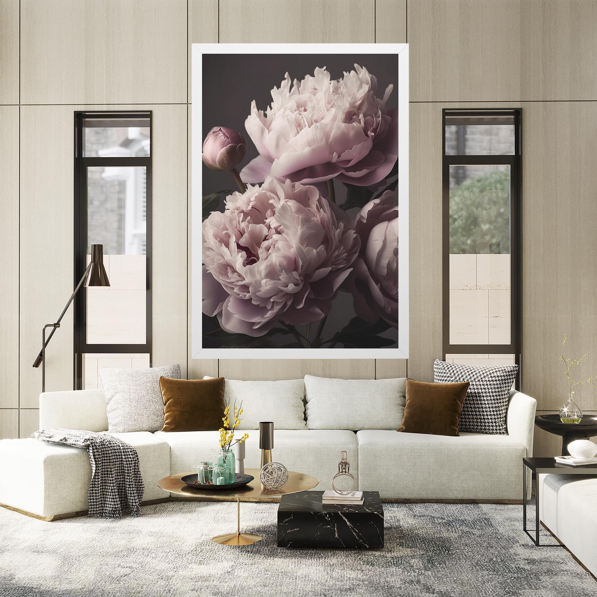 Vászonkép Grey Pastel Pink Peony mockup 2