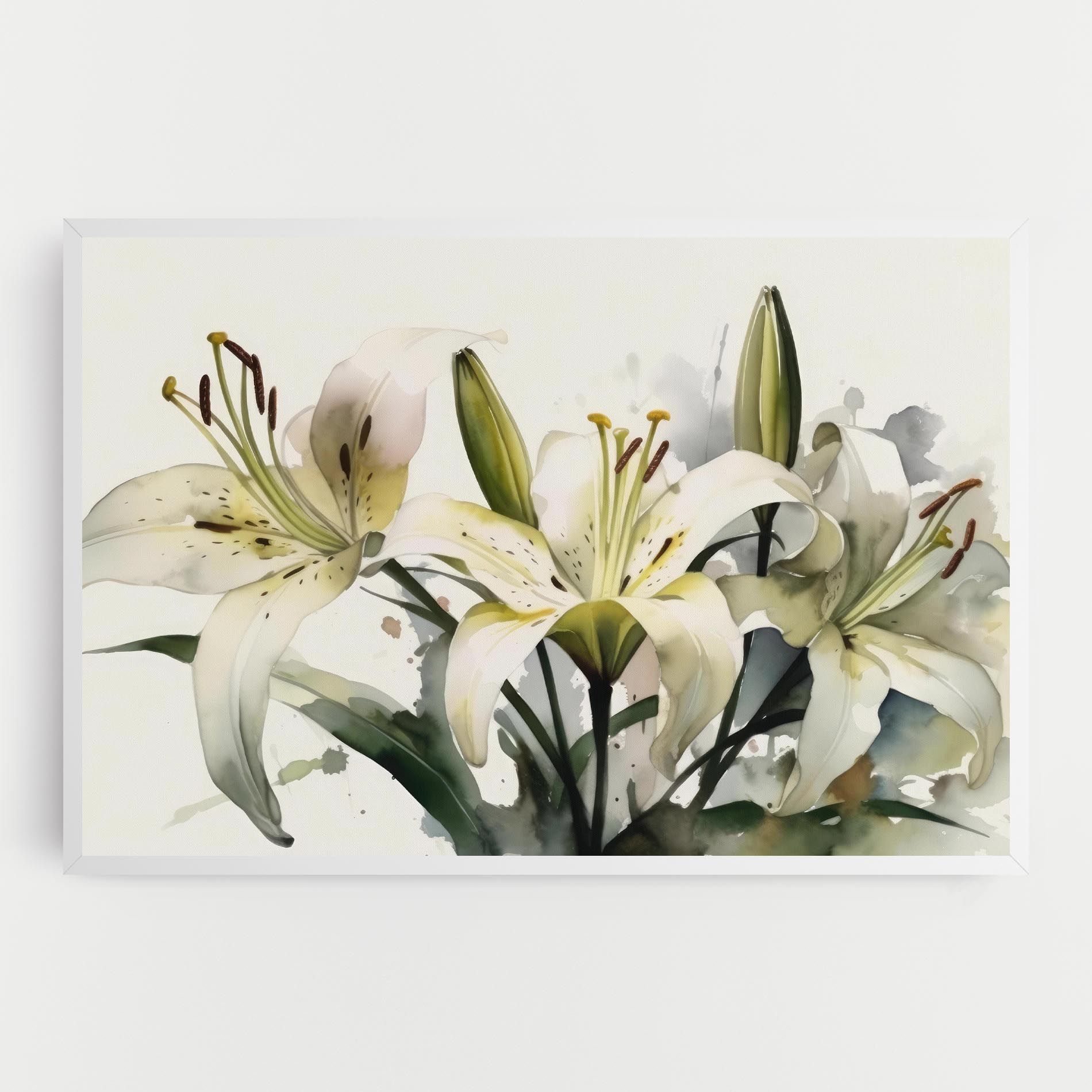 Cute White Lily Painting mockup 0