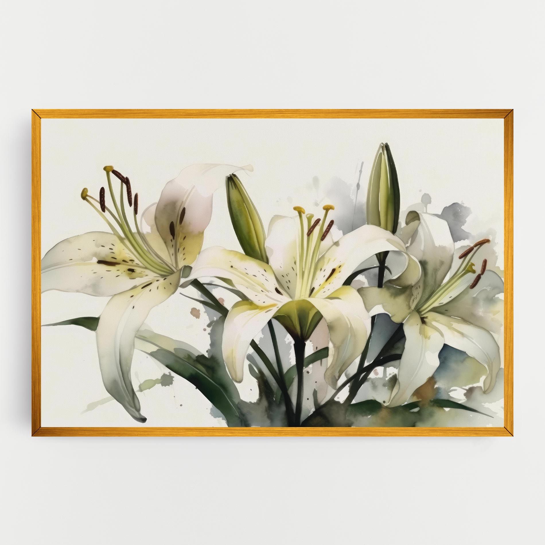 Cute White Lily Painting mockup 0