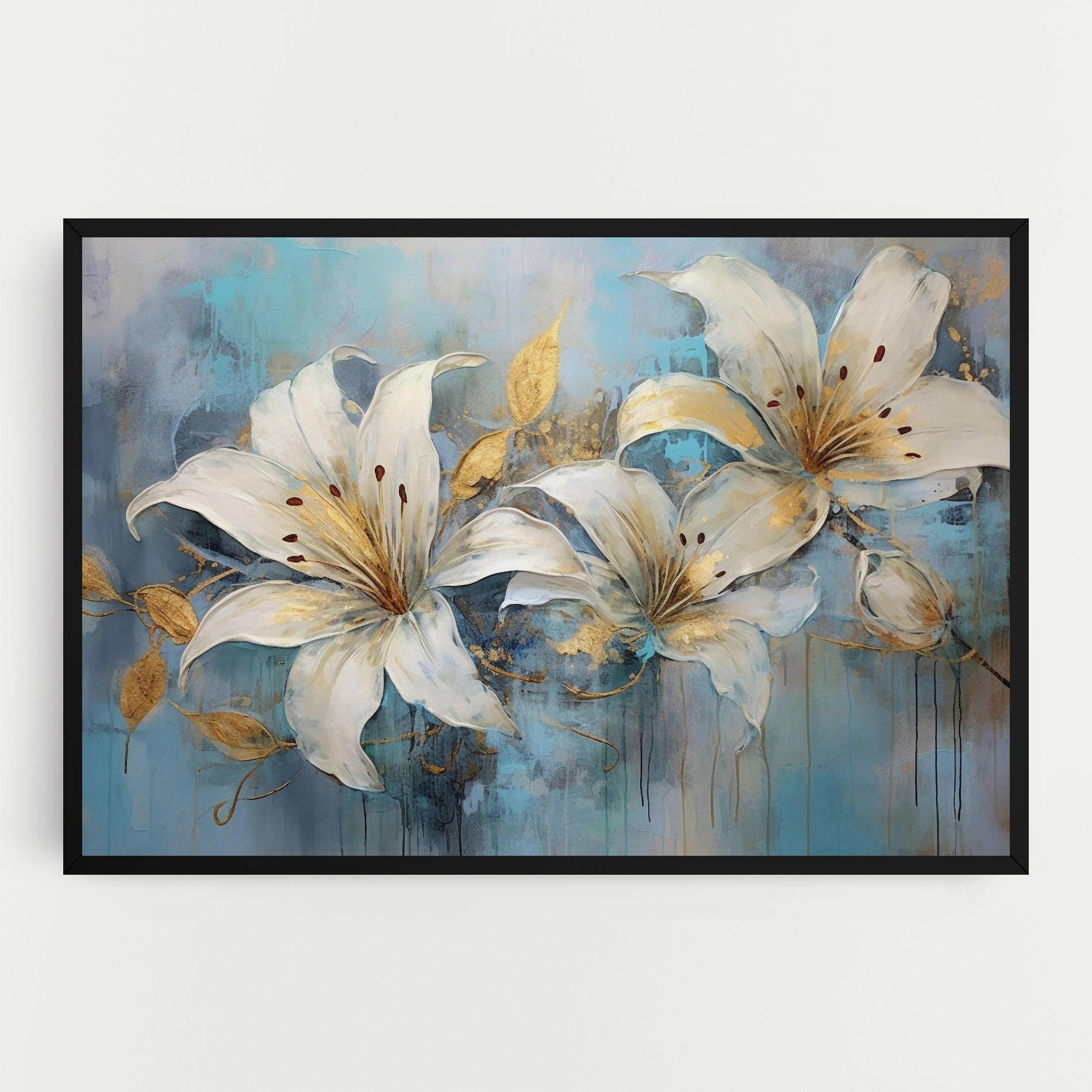 Vászonkép Lily With Gold Painting mockup 0