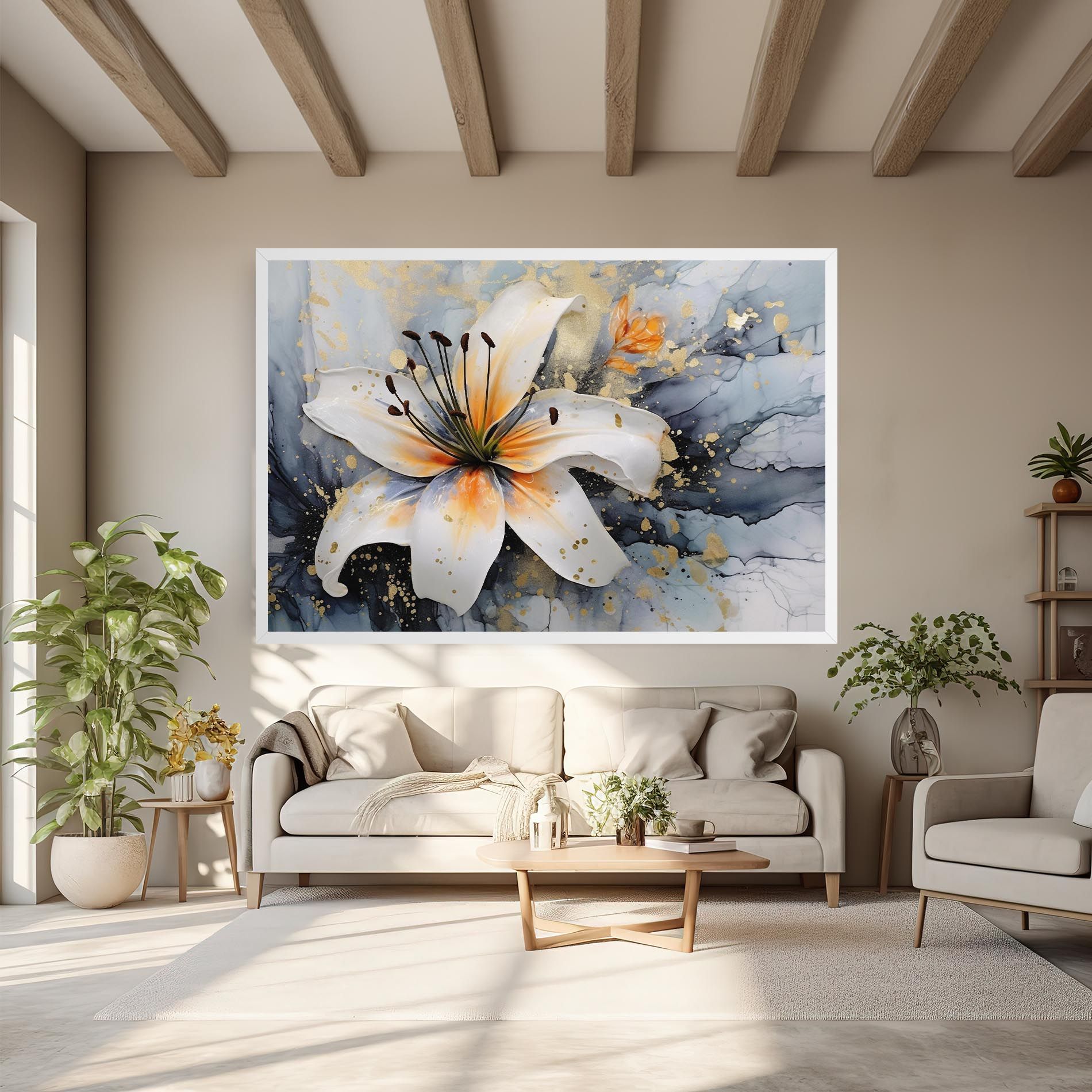 Lily With Orange Painting mockup 6