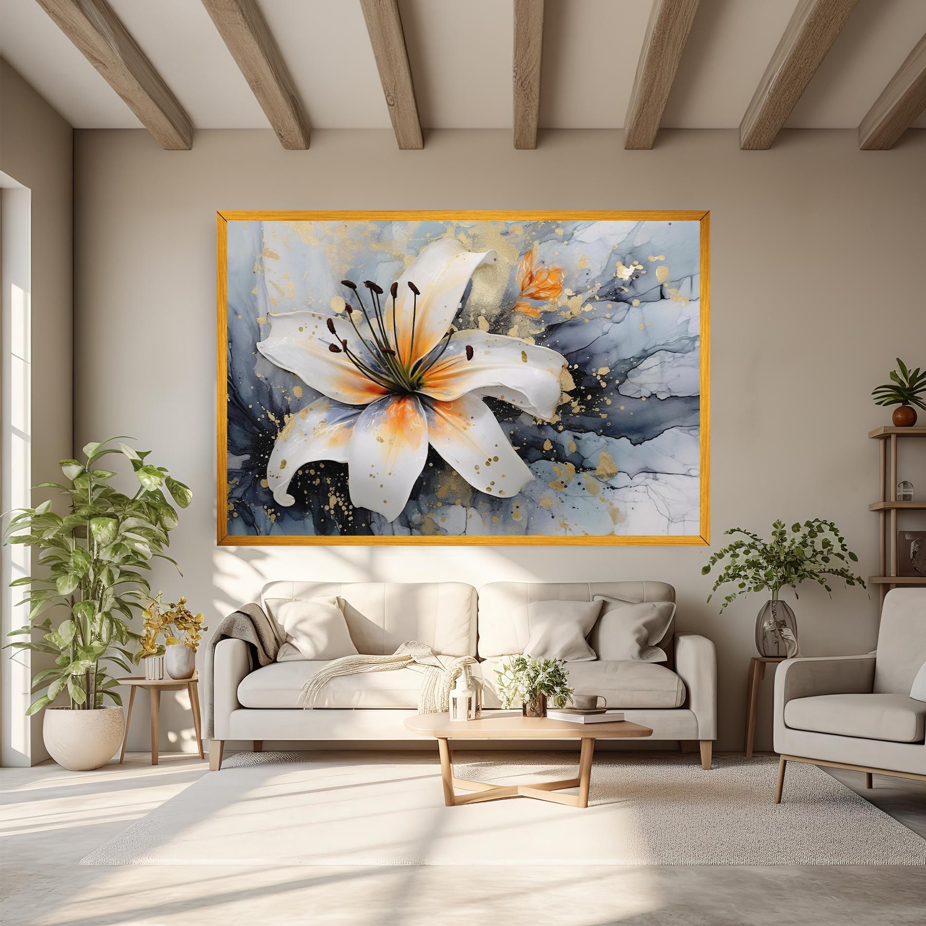 Lily With Orange Painting mockup 6