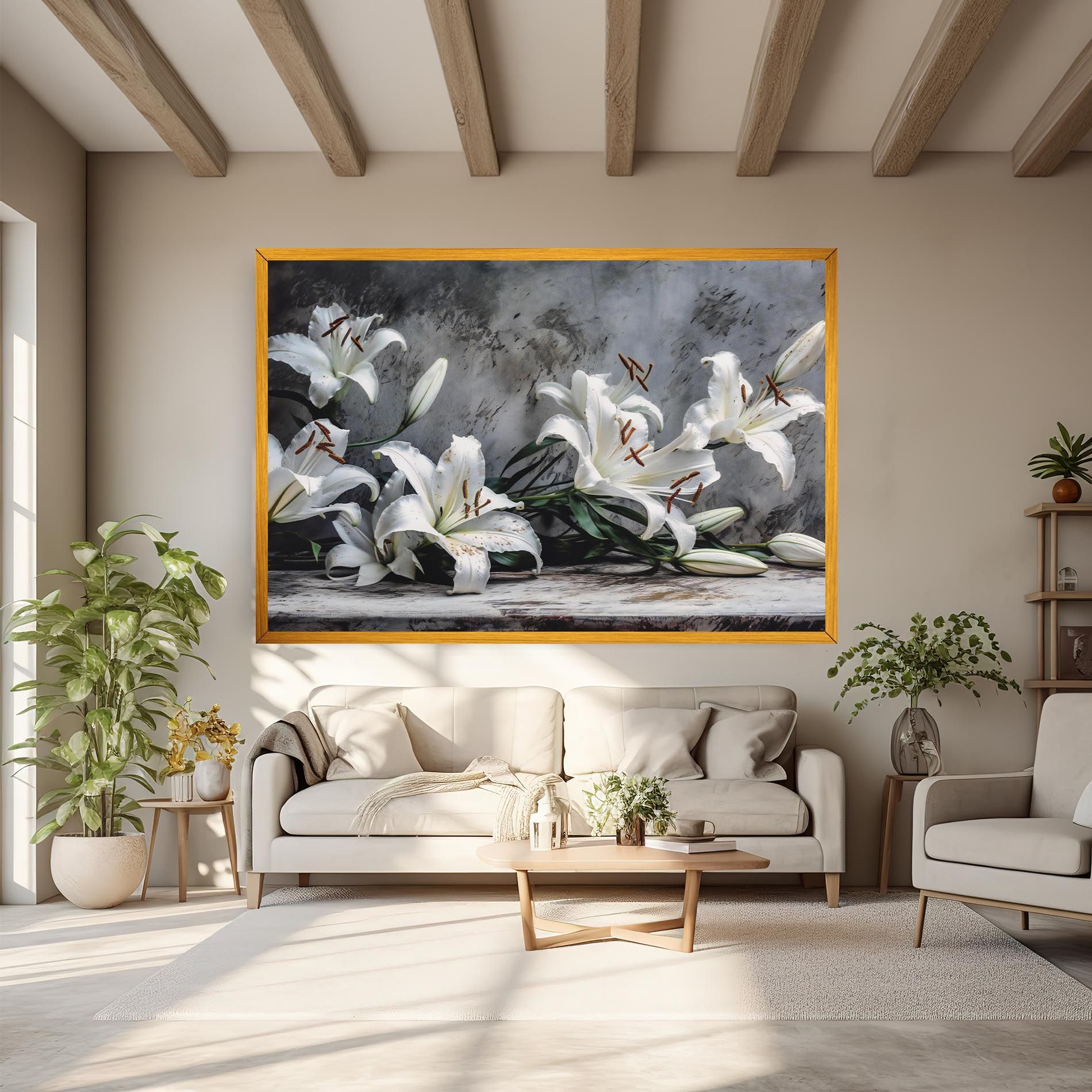 White Pretty Lily On Grey mockup 6