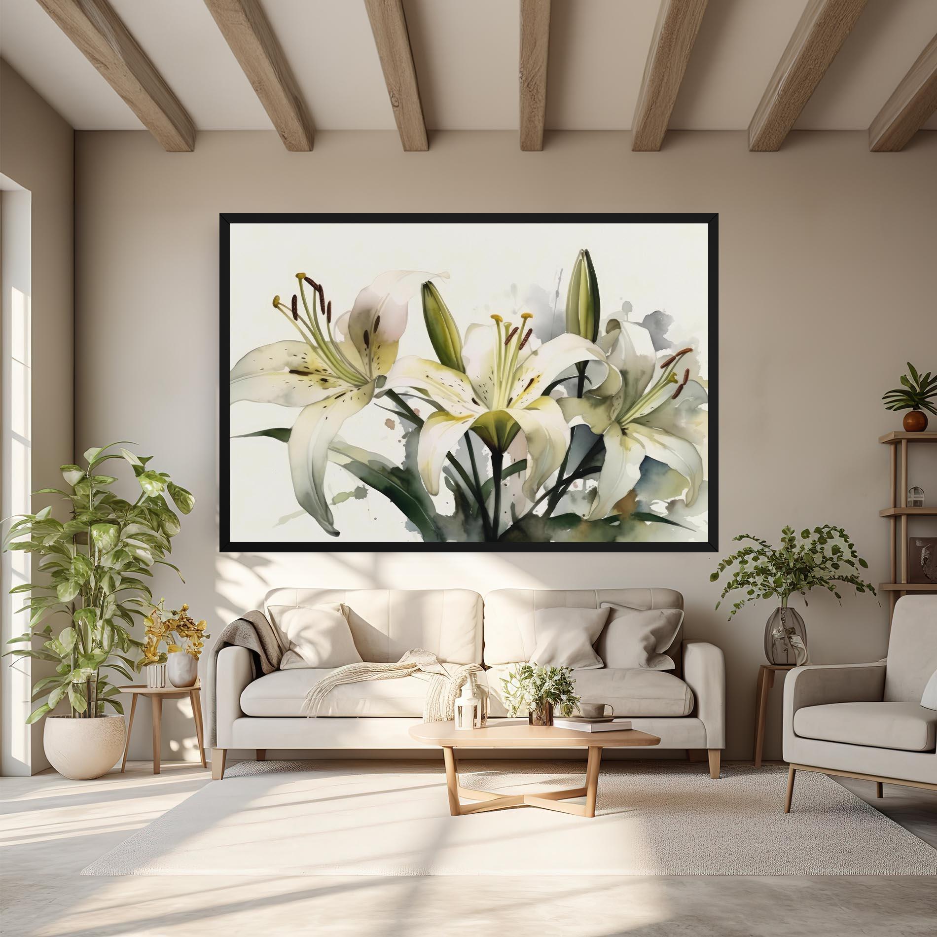 Vászonkép Cute White Lily Painting mockup 6
