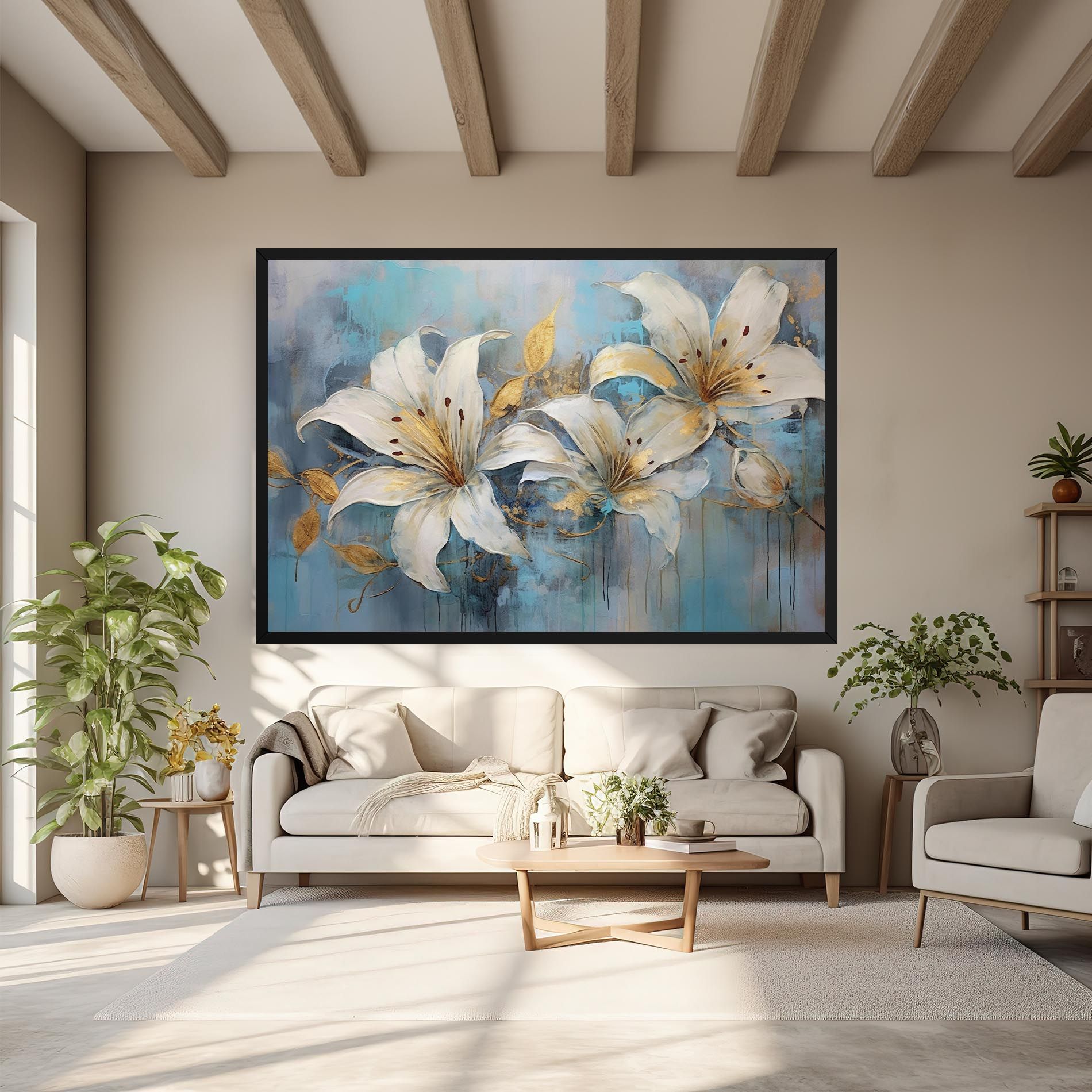 Lily With Gold Painting mockup 6