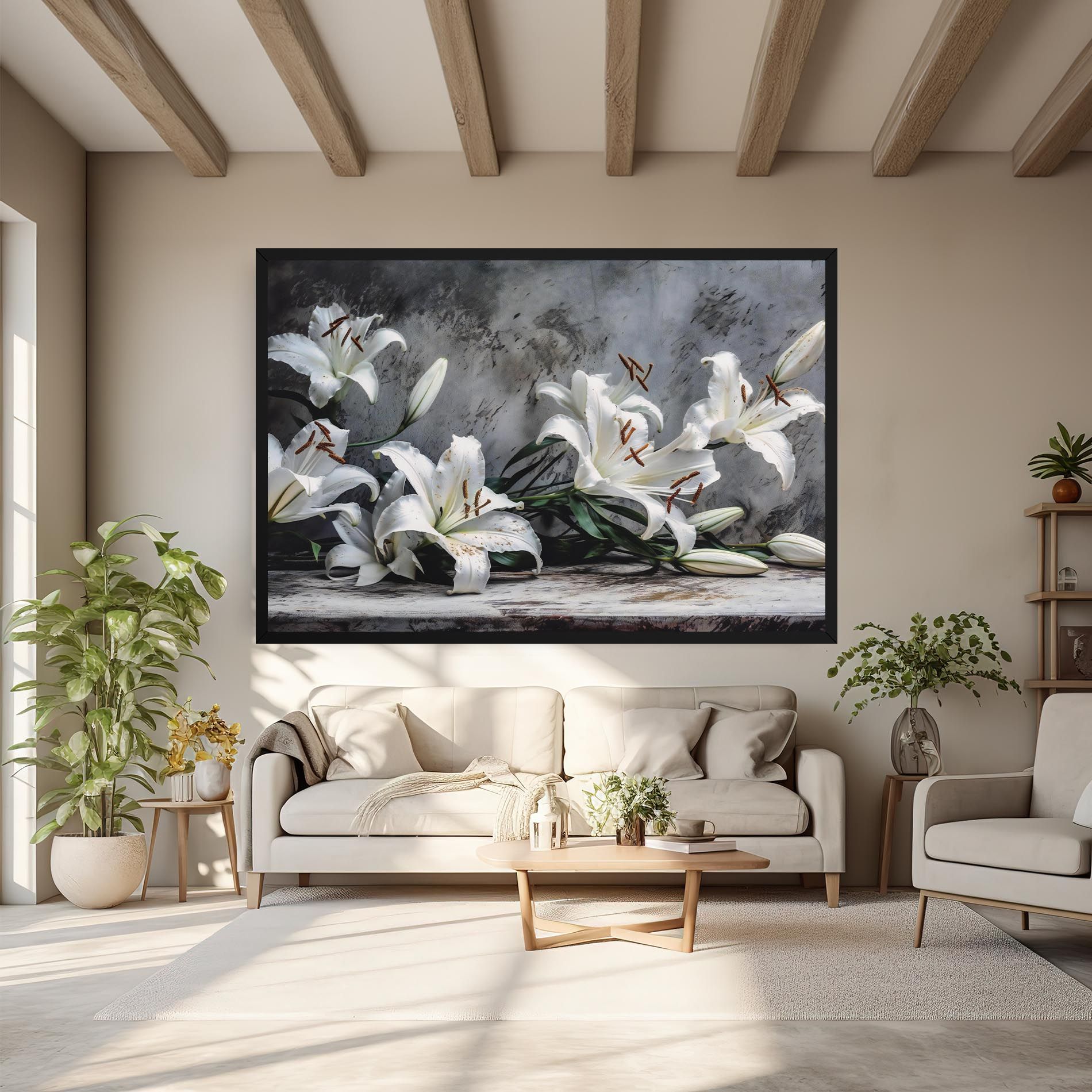 White Pretty Lily On Grey mockup 6