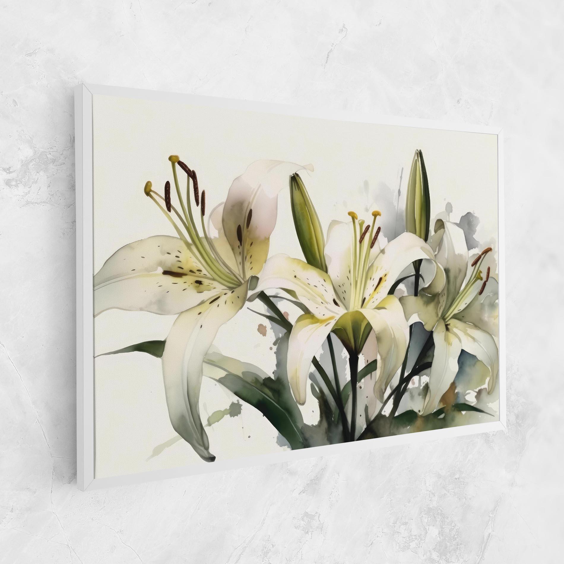 Vászonkép Cute White Lily Painting mockup 1
