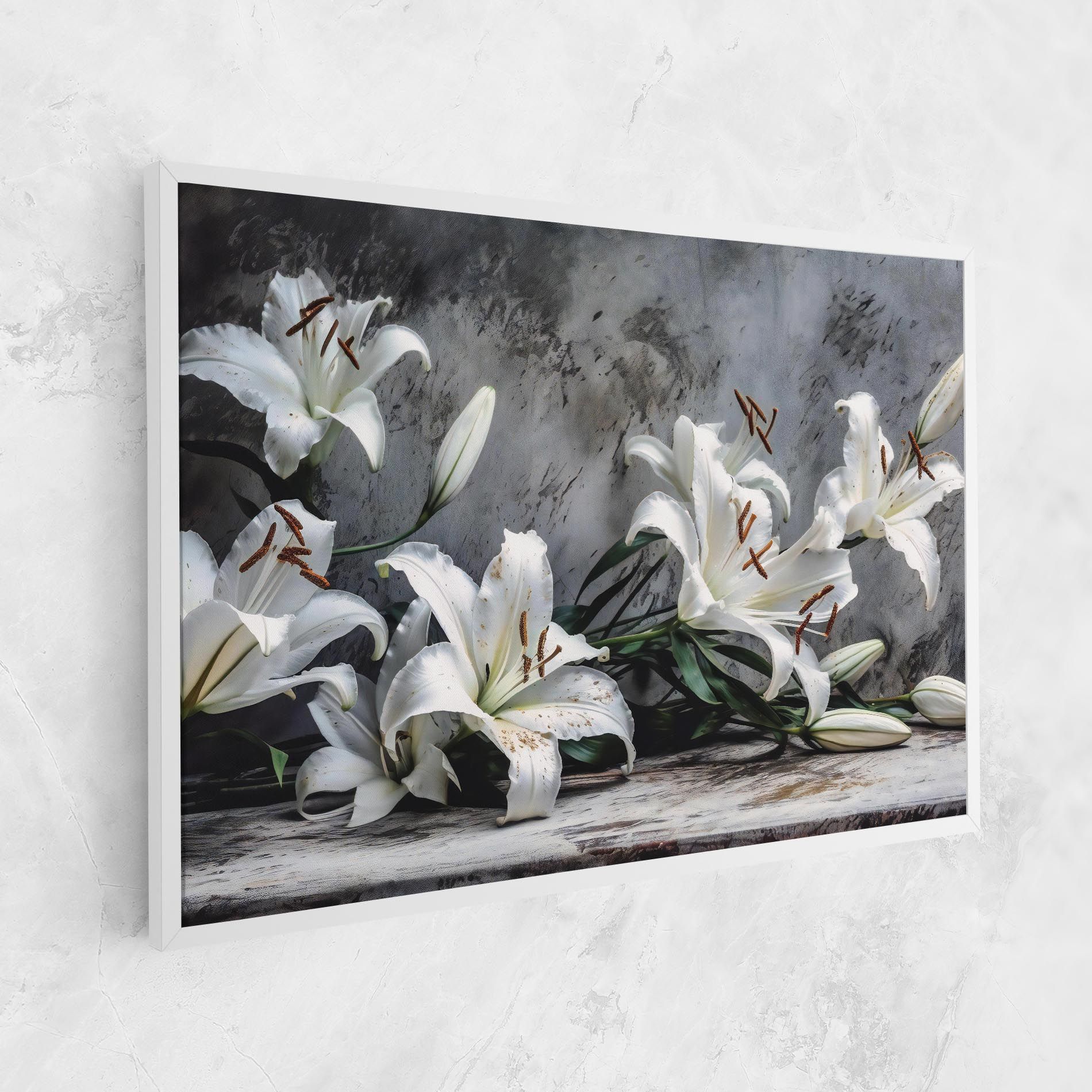 White Pretty Lily On Grey mockup 1