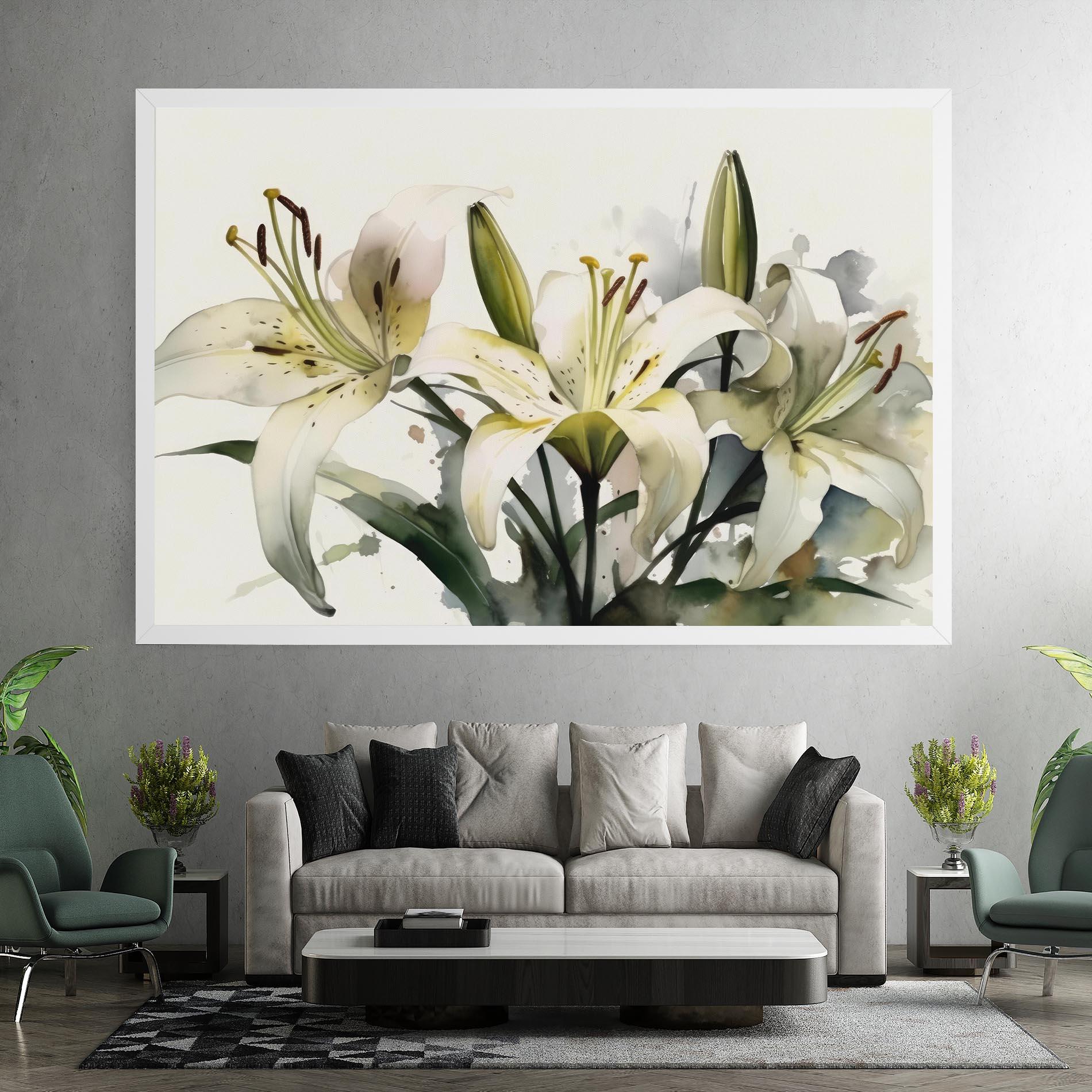 Vászonkép Cute White Lily Painting mockup 7