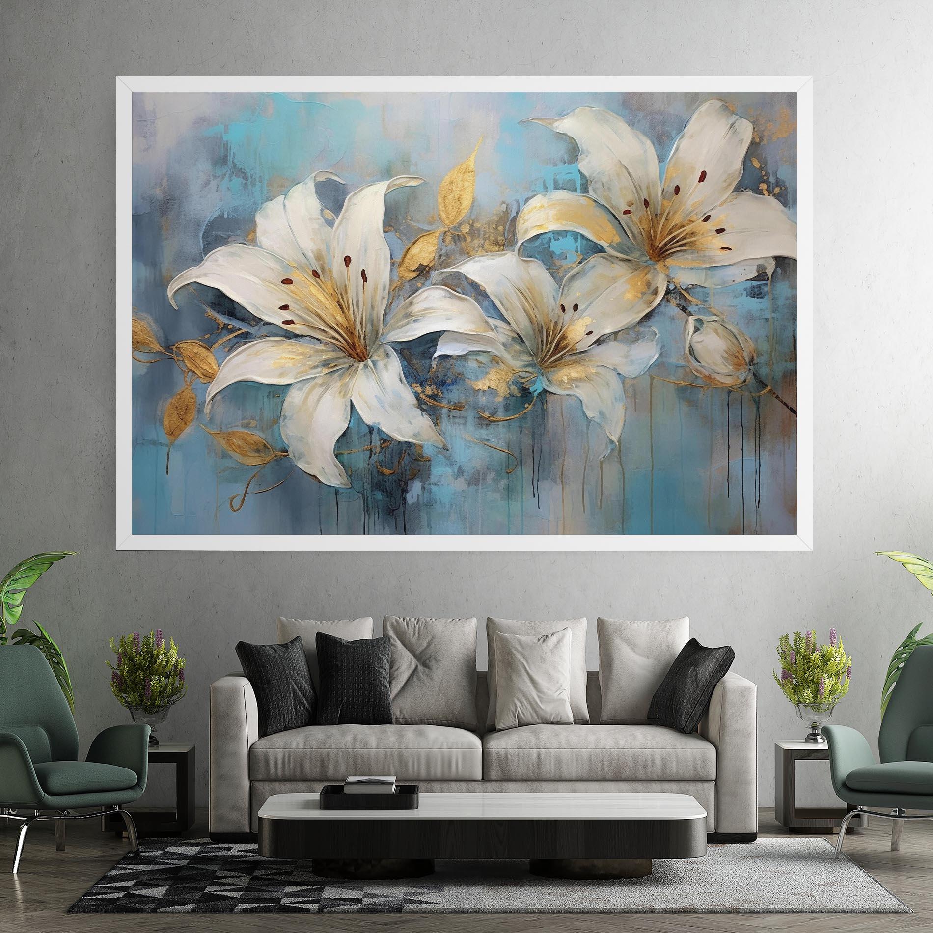 Vászonkép Lily With Gold Painting mockup 7