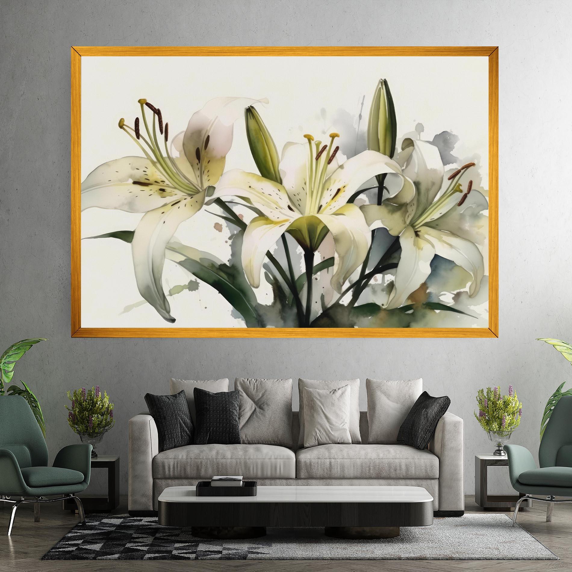 Vászonkép Cute White Lily Painting mockup 7