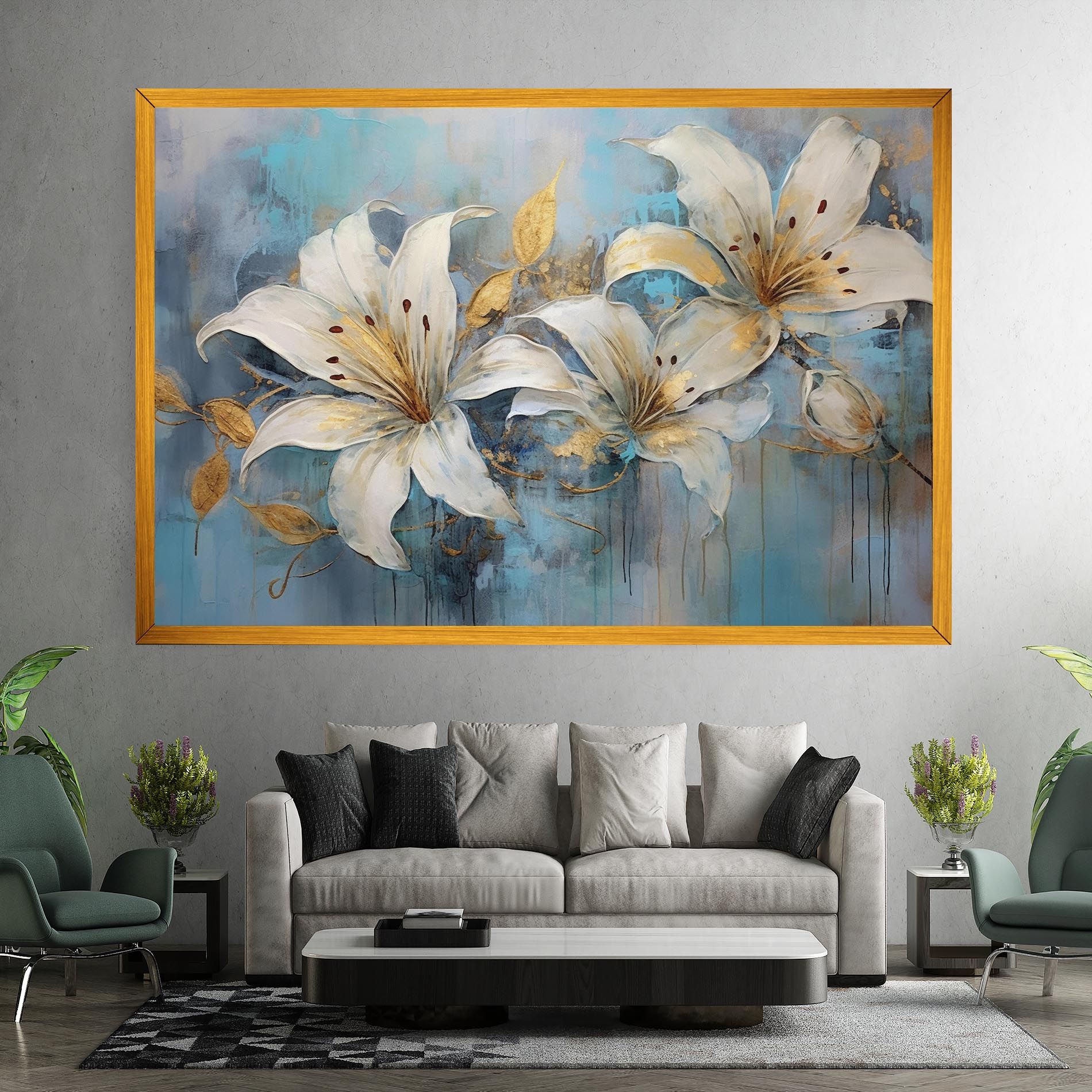 Lily With Gold Painting mockup 7