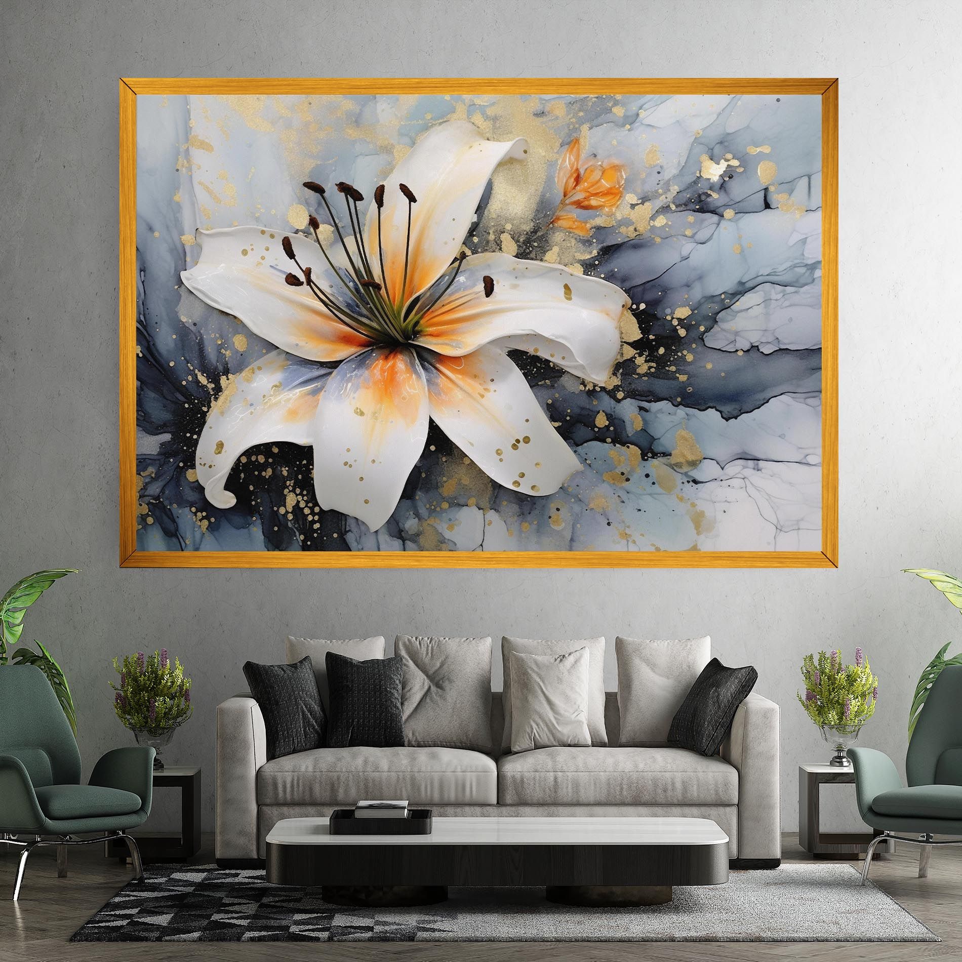 Lily With Orange Painting mockup 7