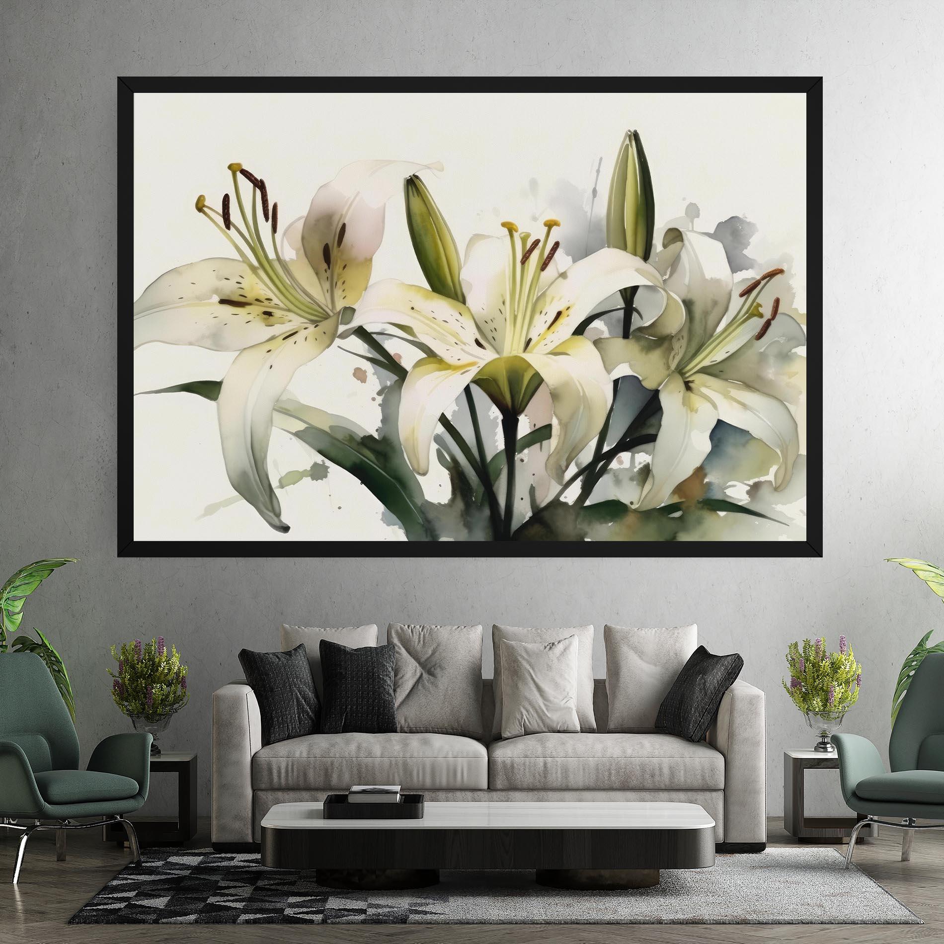 Vászonkép Cute White Lily Painting mockup 7