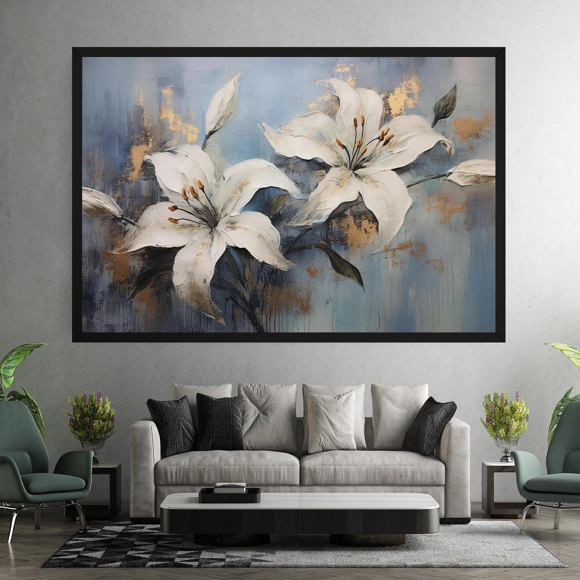 Vászonkép Gold Lily Painting mockup 7