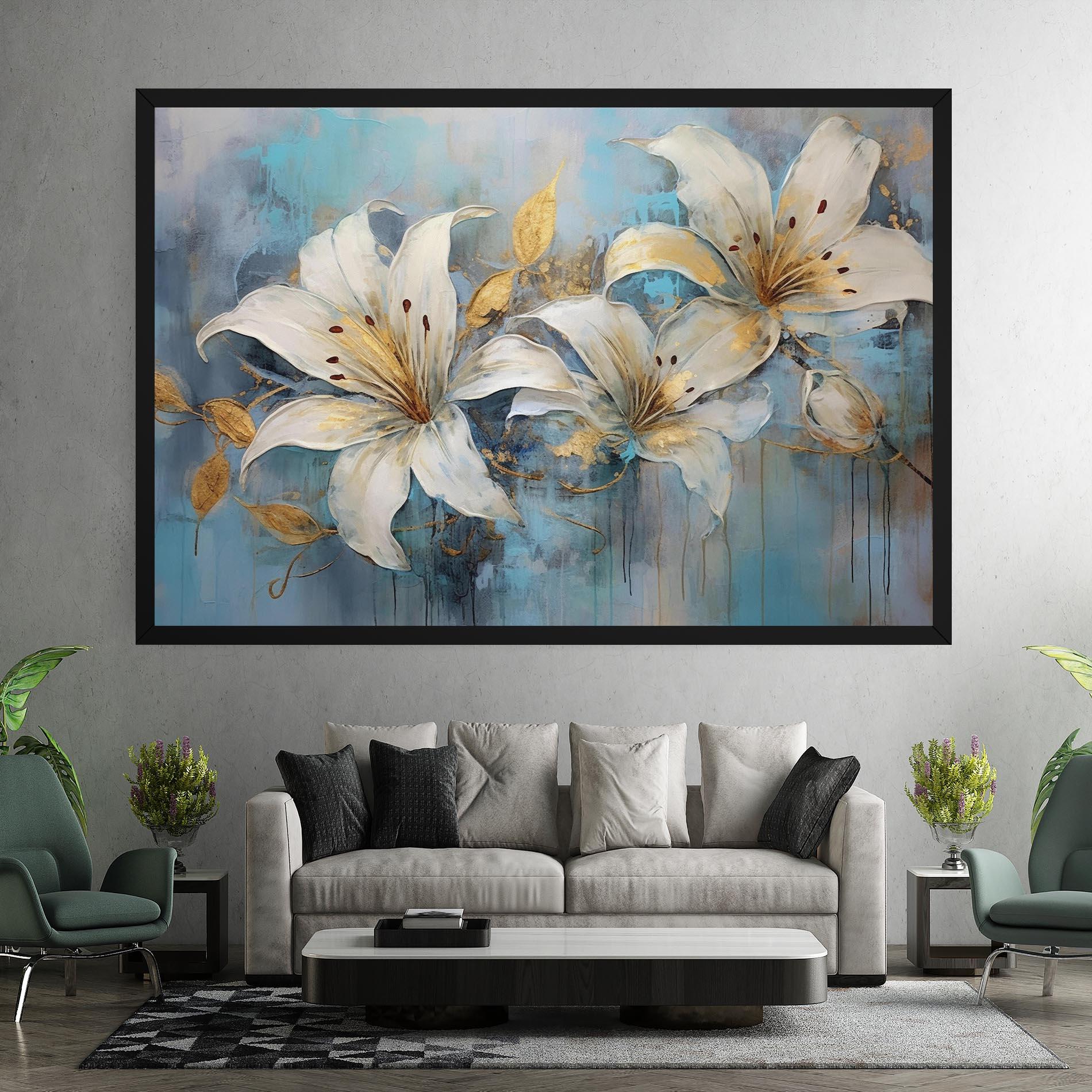 Vászonkép Lily With Gold Painting mockup 7