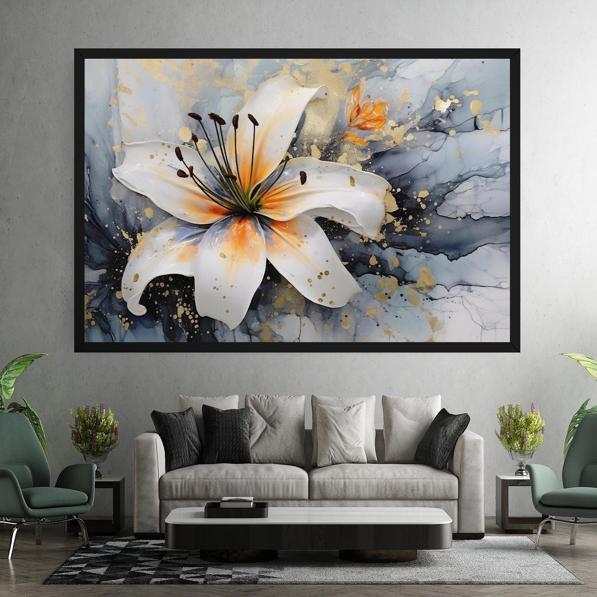 Lily With Orange Painting mockup 7