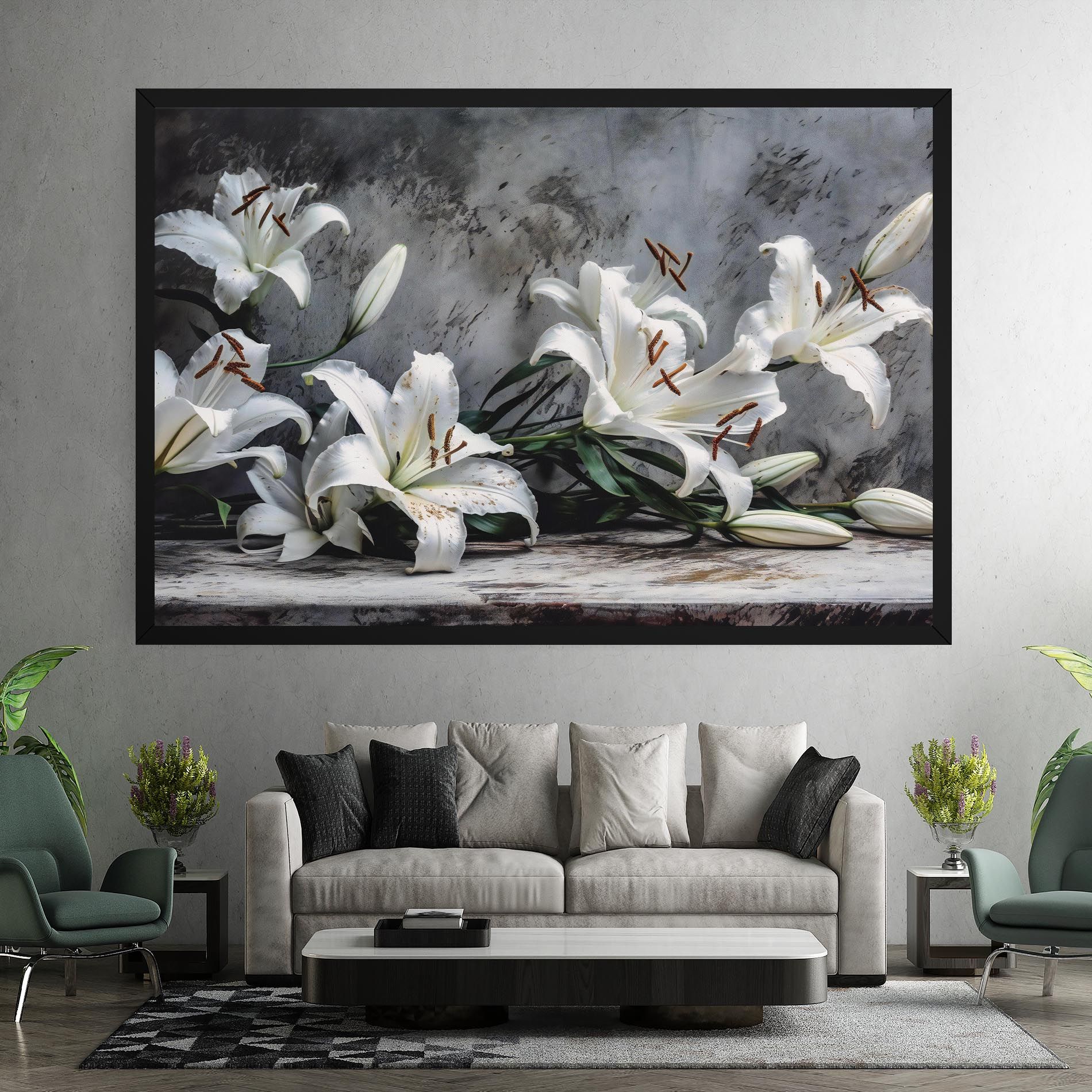 White Pretty Lily On Grey mockup 7