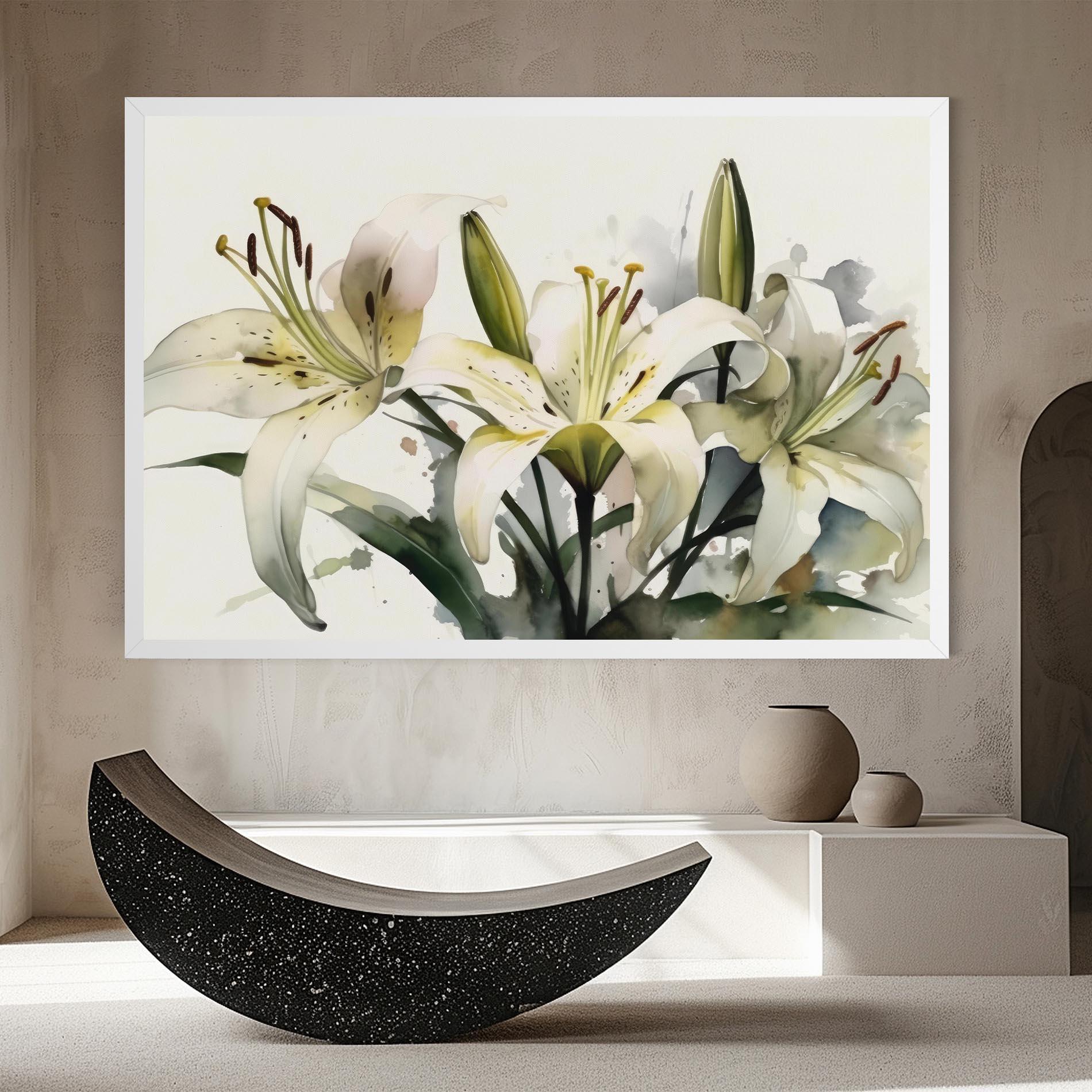 Vászonkép Cute White Lily Painting mockup 8