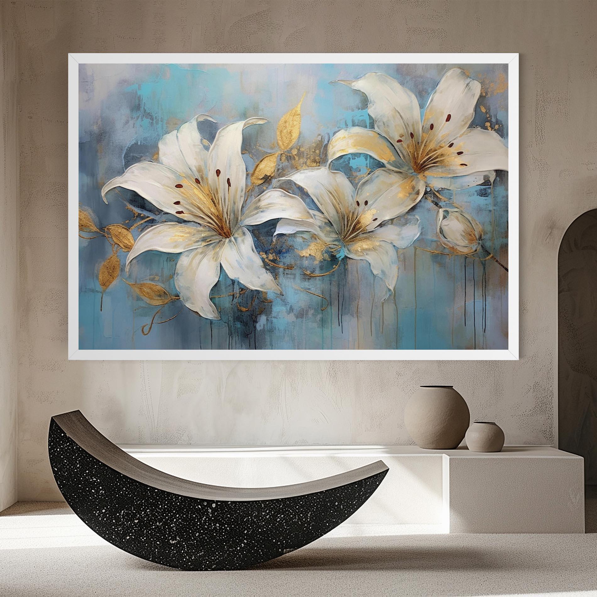 Vászonkép Lily With Gold Painting mockup 8