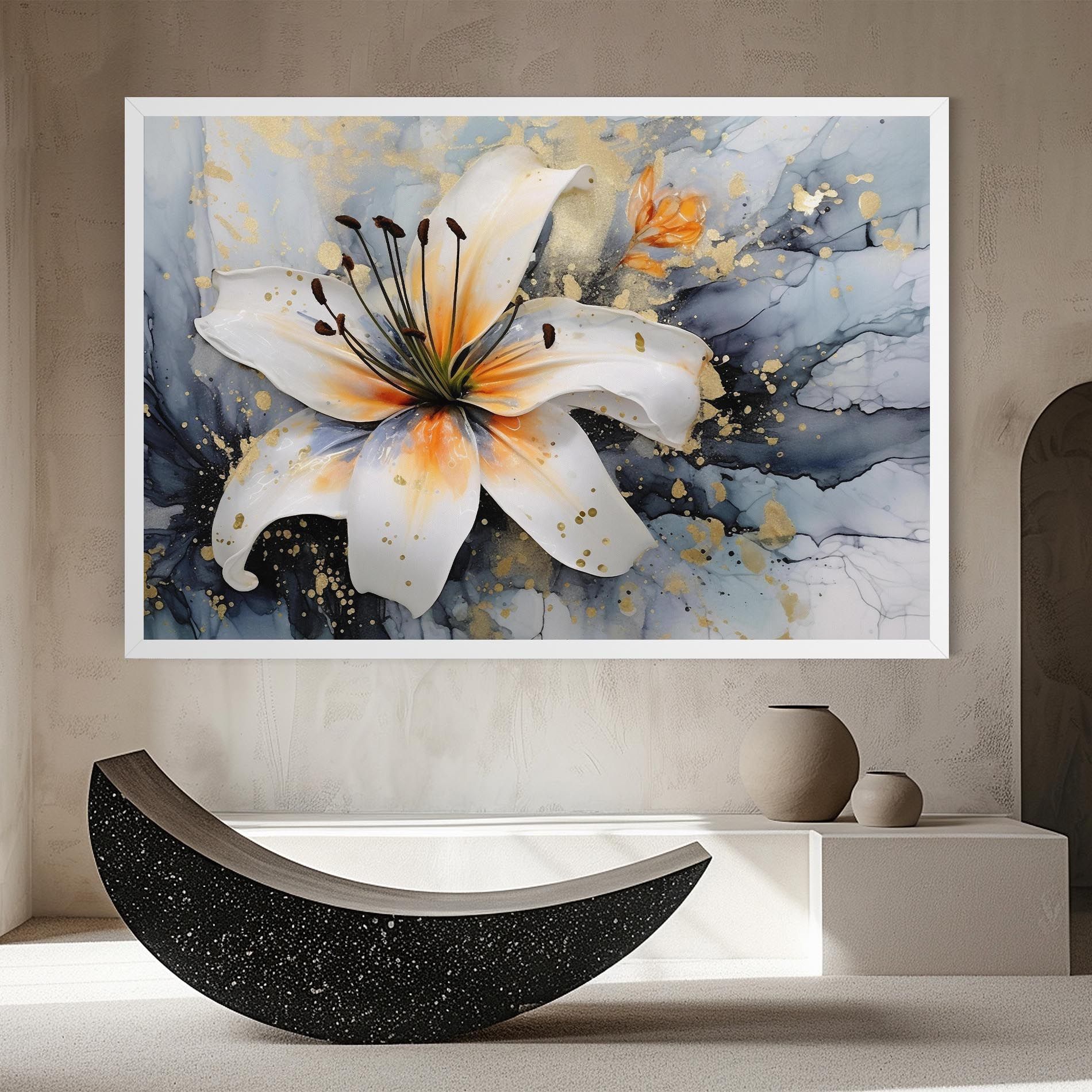 Lily With Orange Painting mockup 8