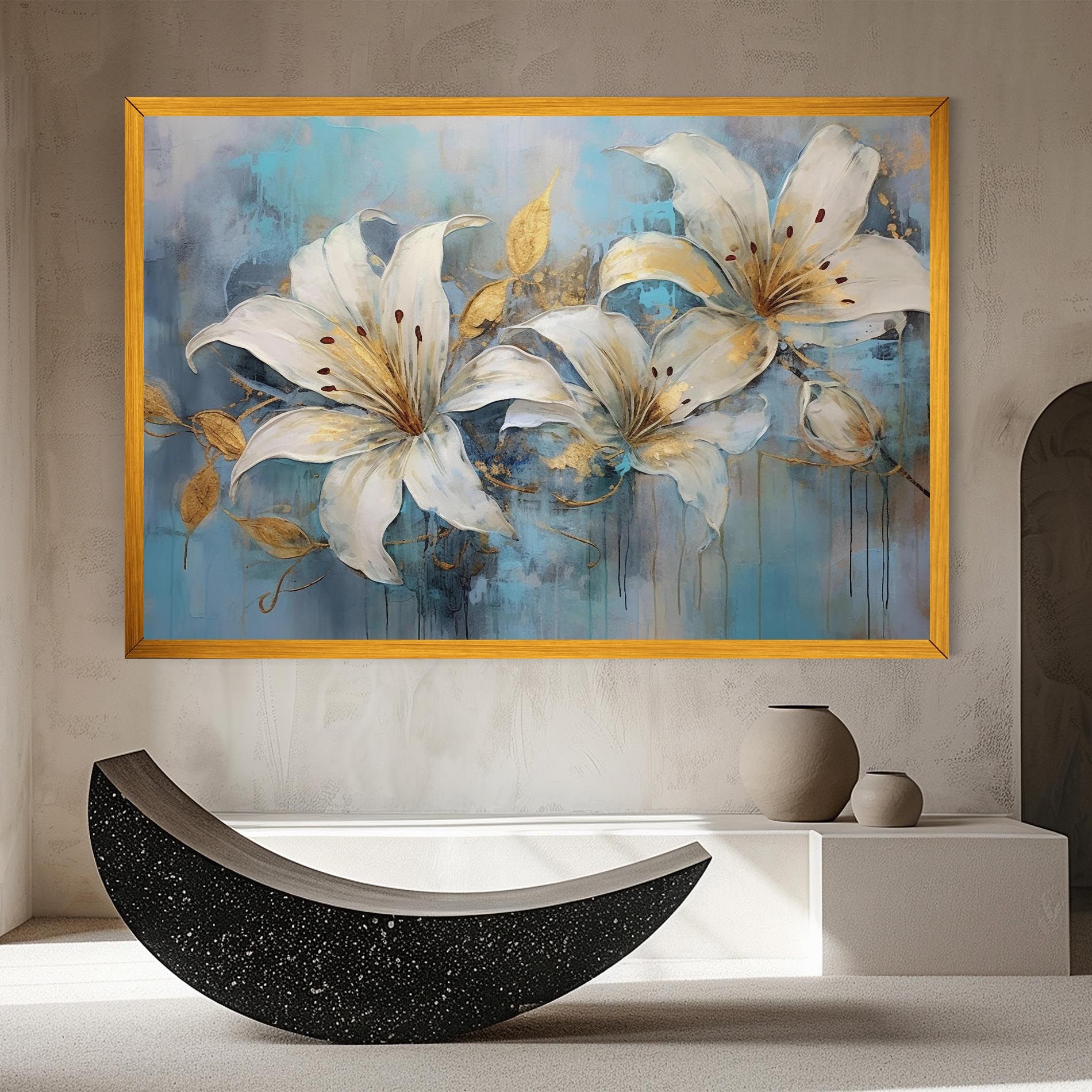 Lily With Gold Painting mockup 8