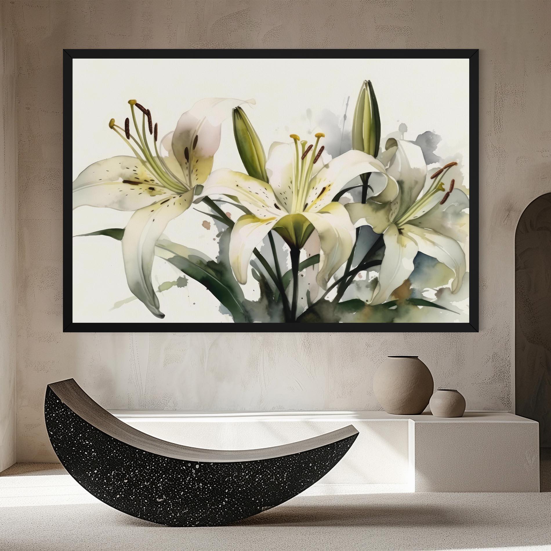 Vászonkép Cute White Lily Painting mockup 8