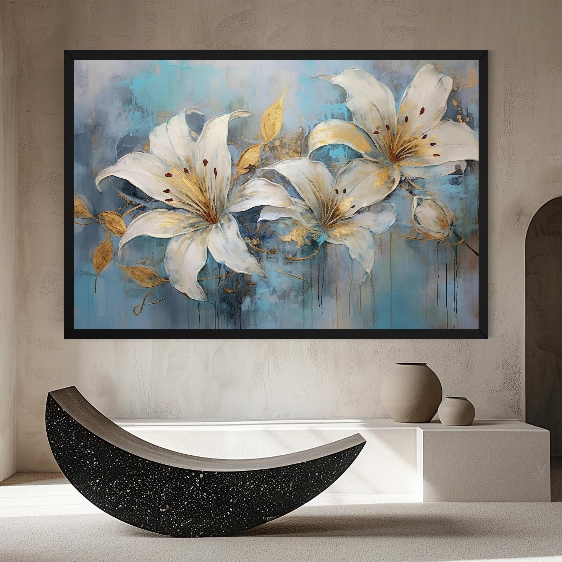 Lily With Gold Painting mockup 8