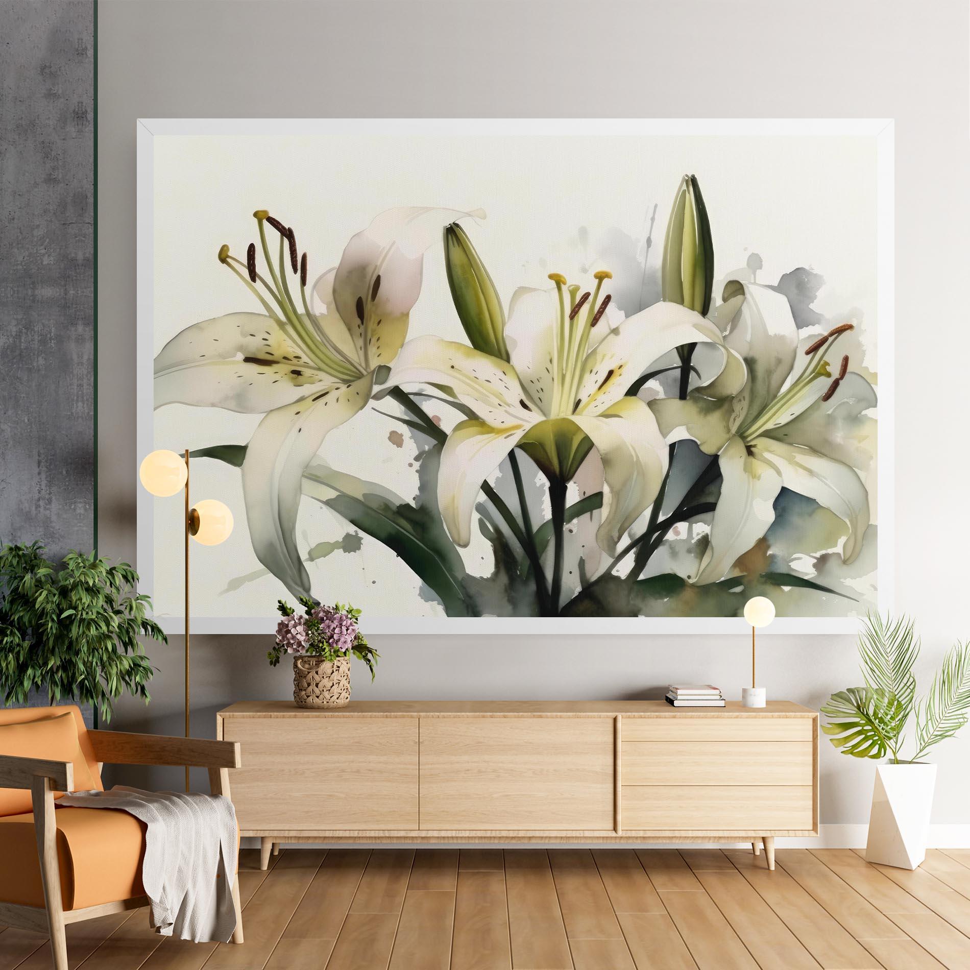 Vászonkép Cute White Lily Painting mockup 9