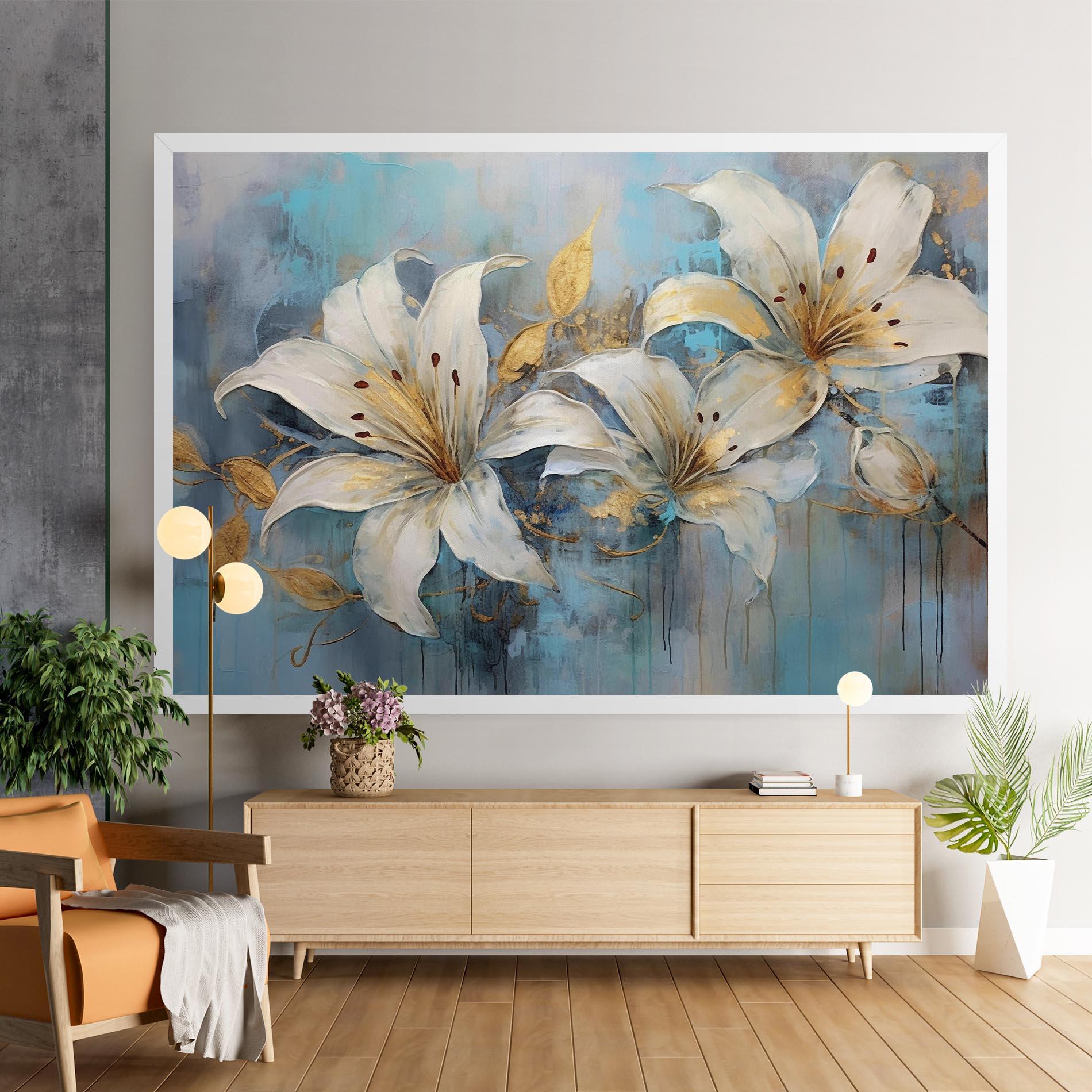 Vászonkép Lily With Gold Painting mockup 9