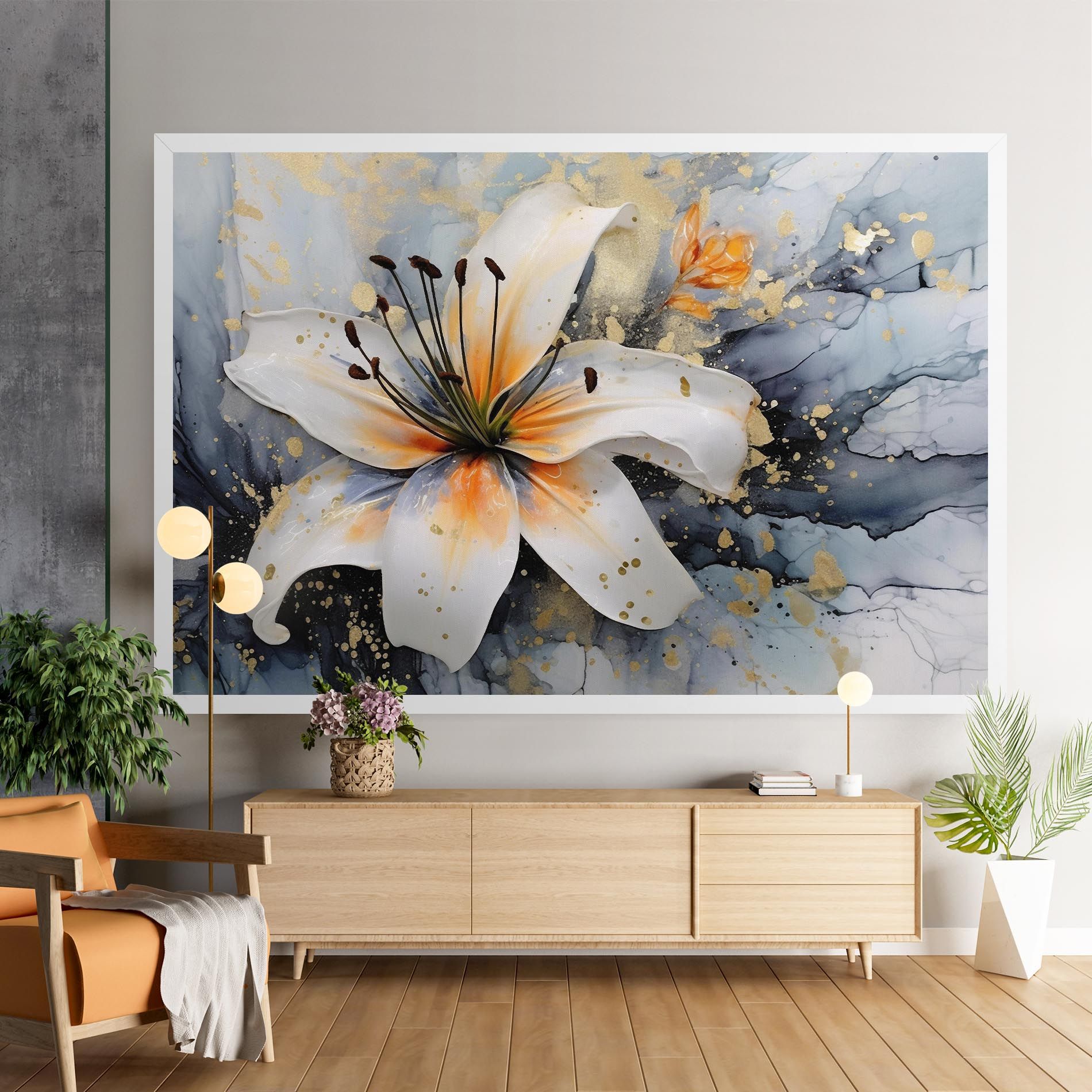 Lily With Orange Painting mockup 9