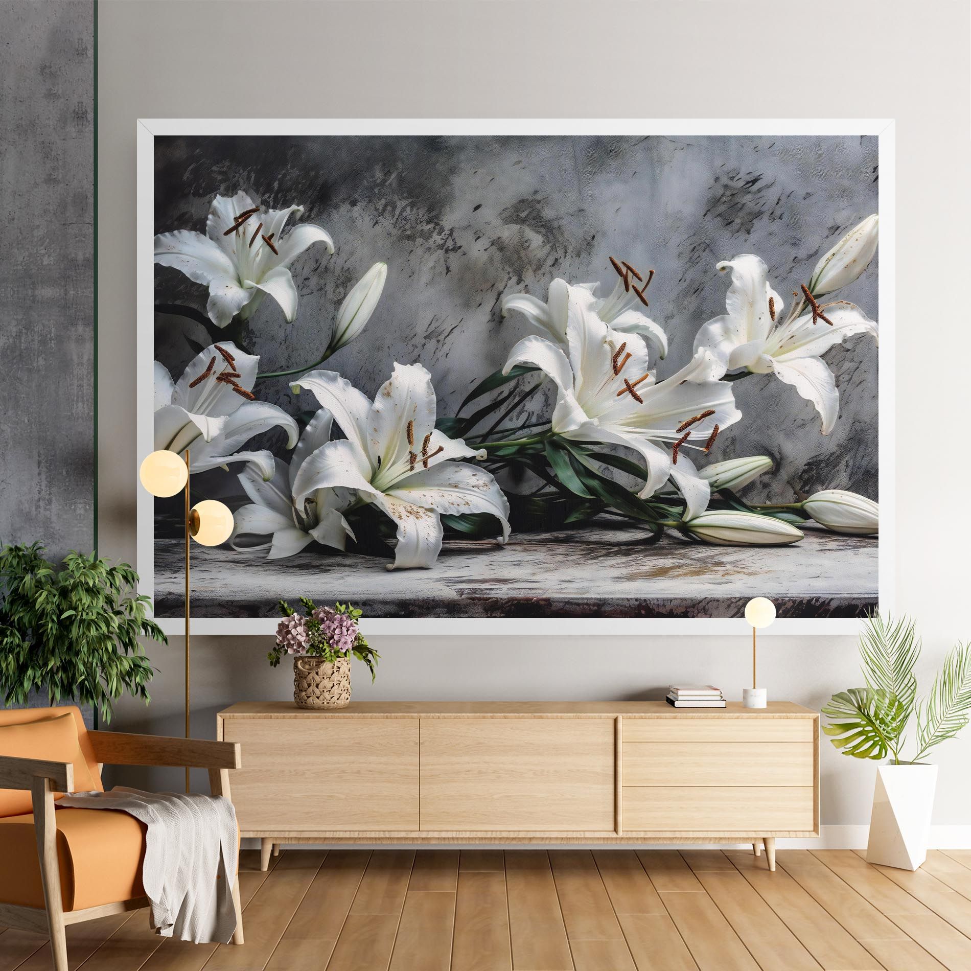 White Pretty Lily On Grey mockup 9