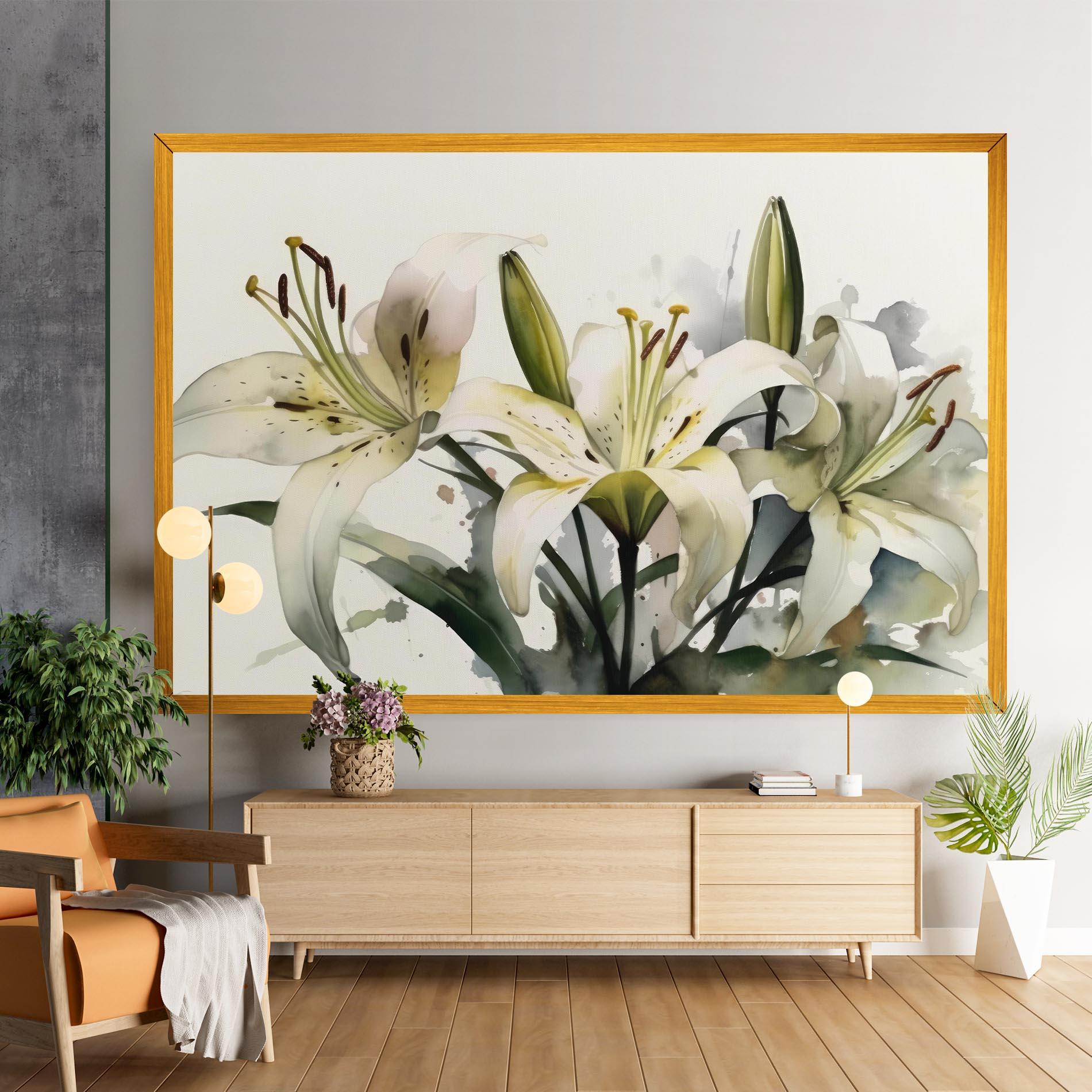 Vászonkép Cute White Lily Painting mockup 9