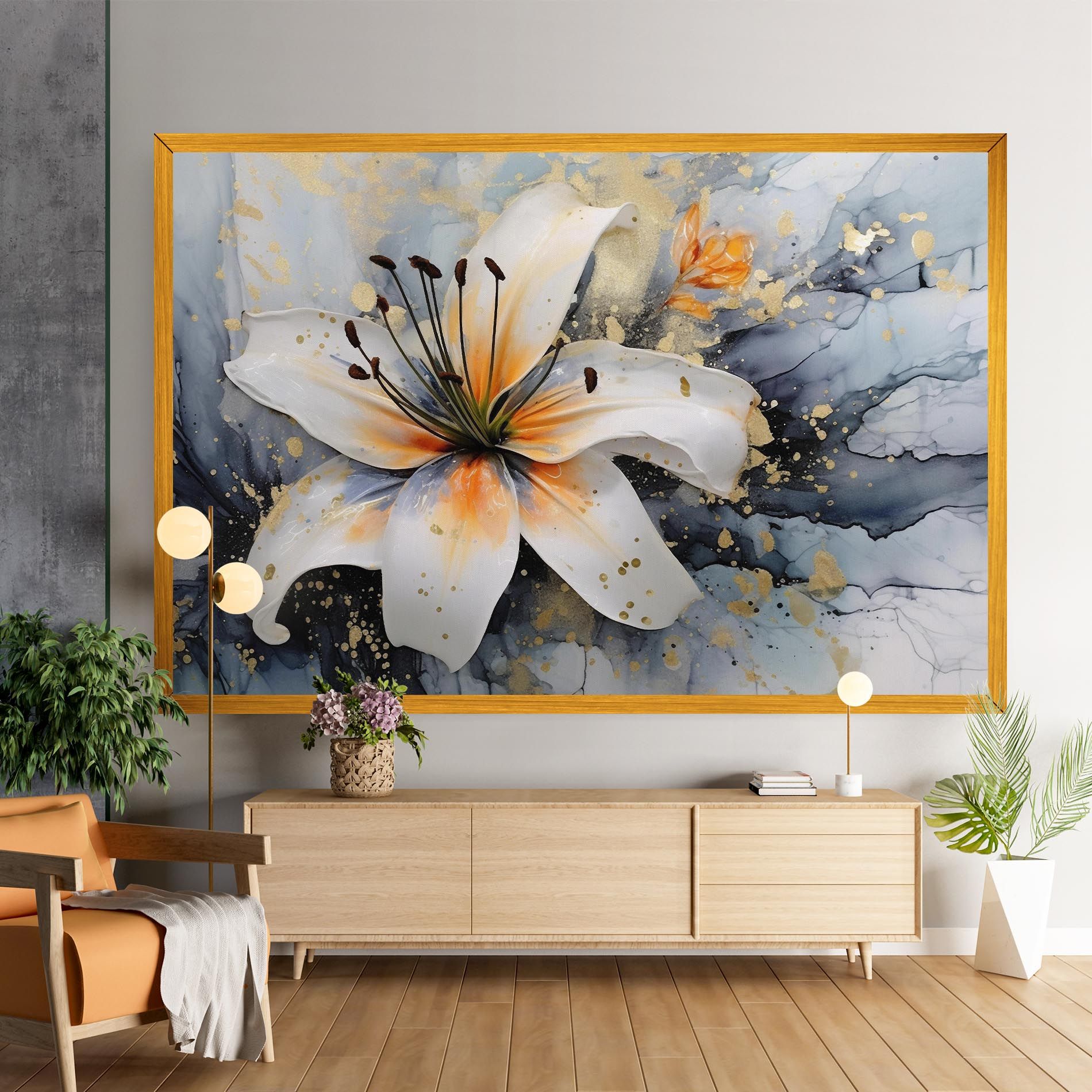 Lily With Orange Painting mockup 9