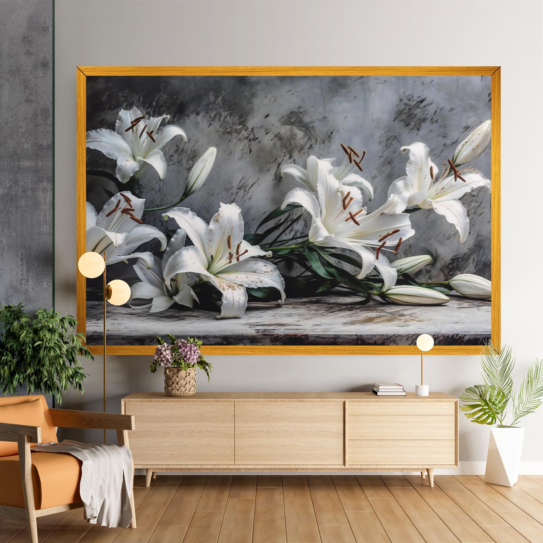 White Pretty Lily On Grey mockup 9