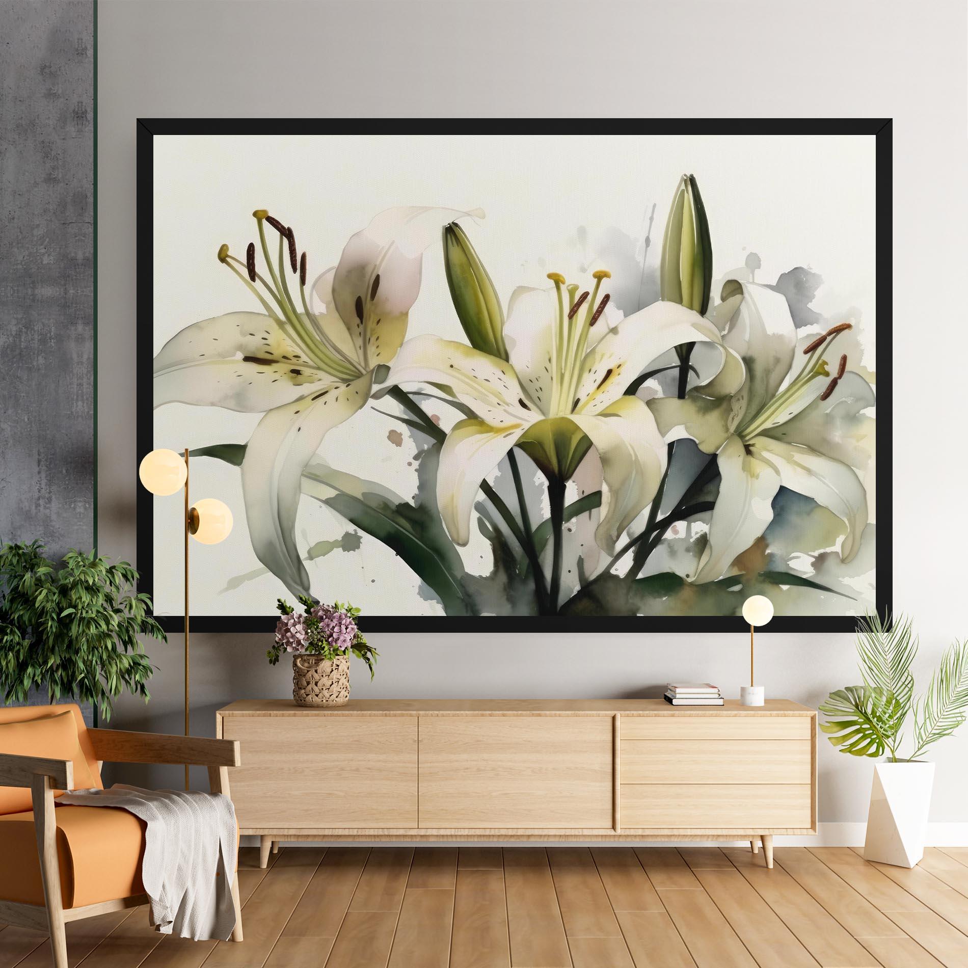 Vászonkép Cute White Lily Painting mockup 9