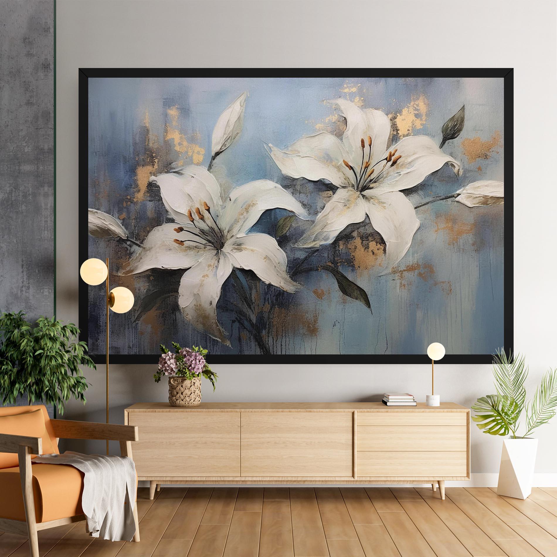 Vászonkép Gold Lily Painting mockup 9