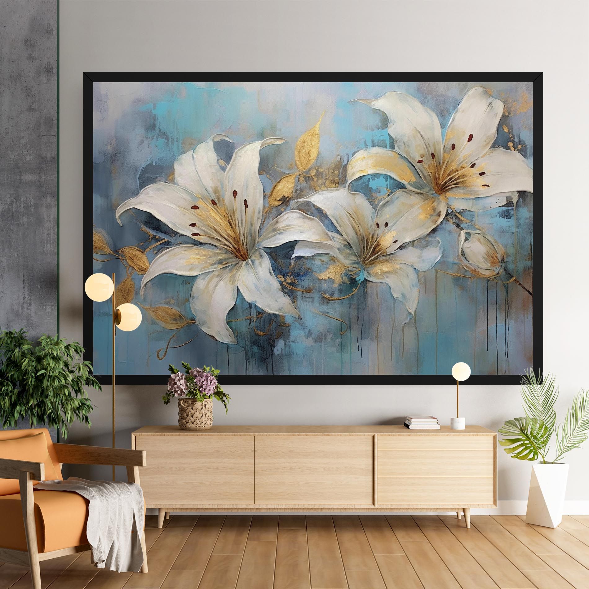 Lily With Gold Painting mockup 9