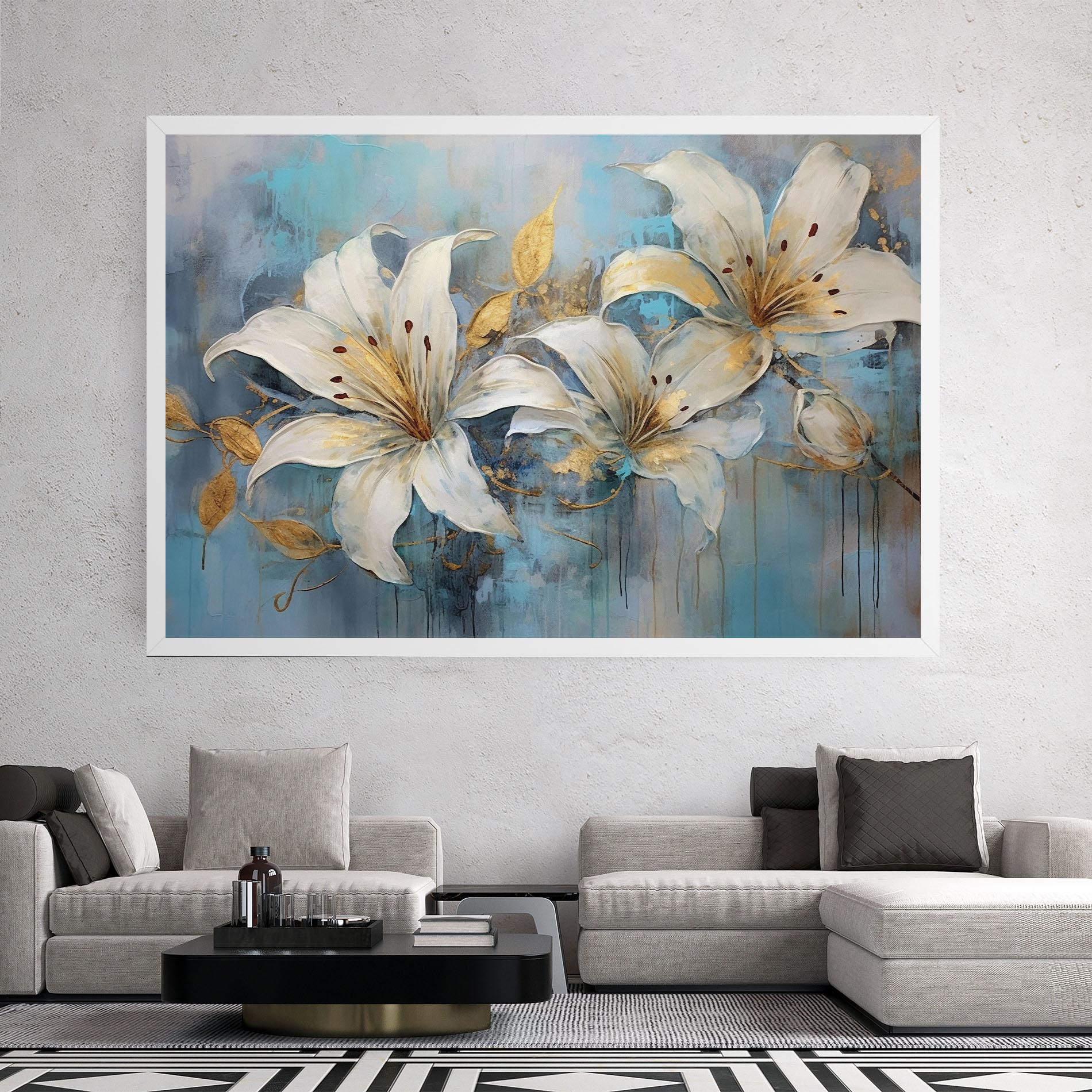 Vászonkép Lily With Gold Painting mockup 2