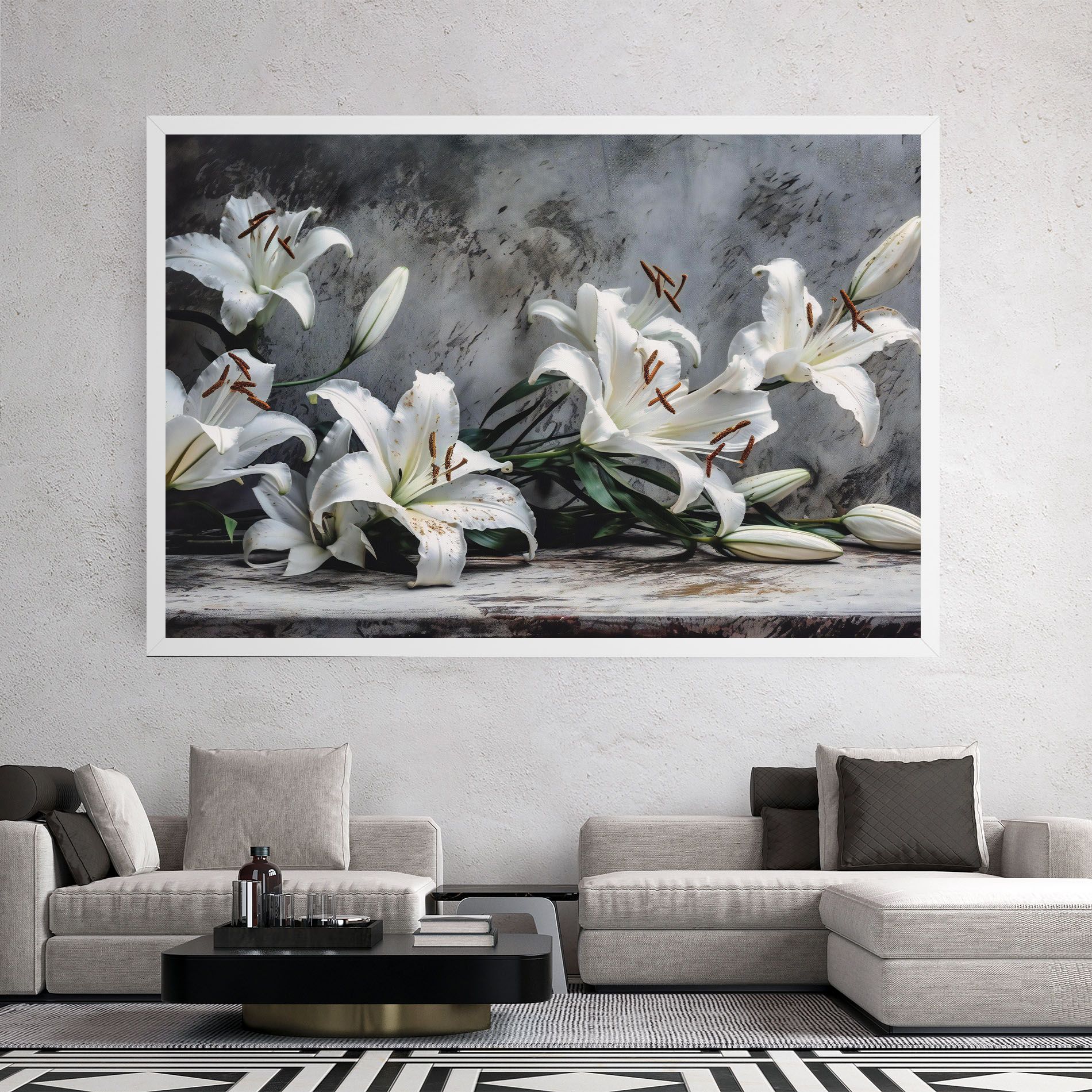 White Pretty Lily On Grey mockup 2