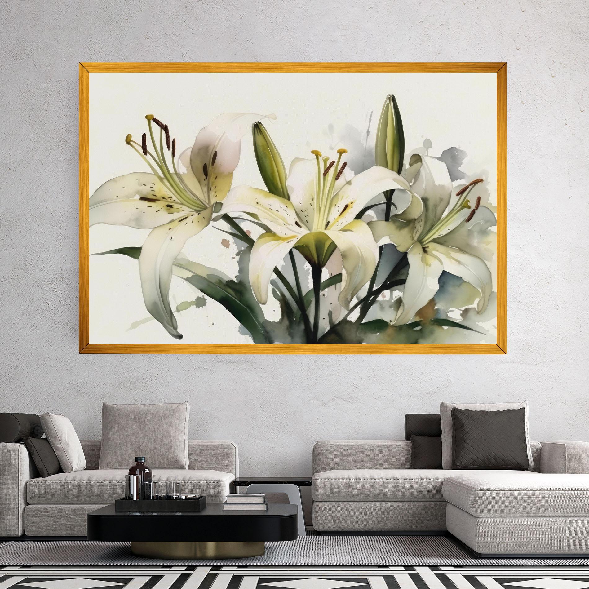 Vászonkép Cute White Lily Painting mockup 2