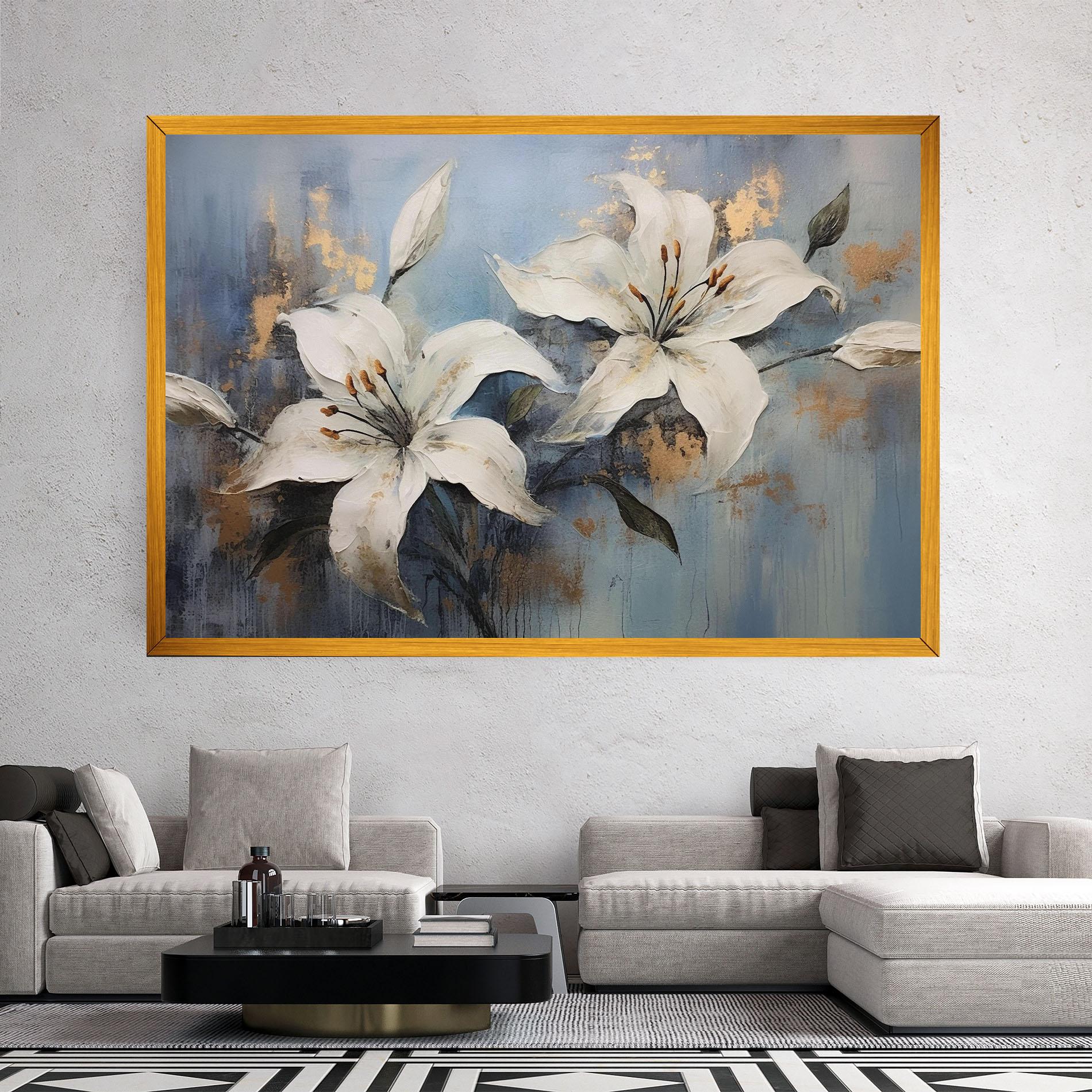 Vászonkép Gold Lily Painting mockup 2