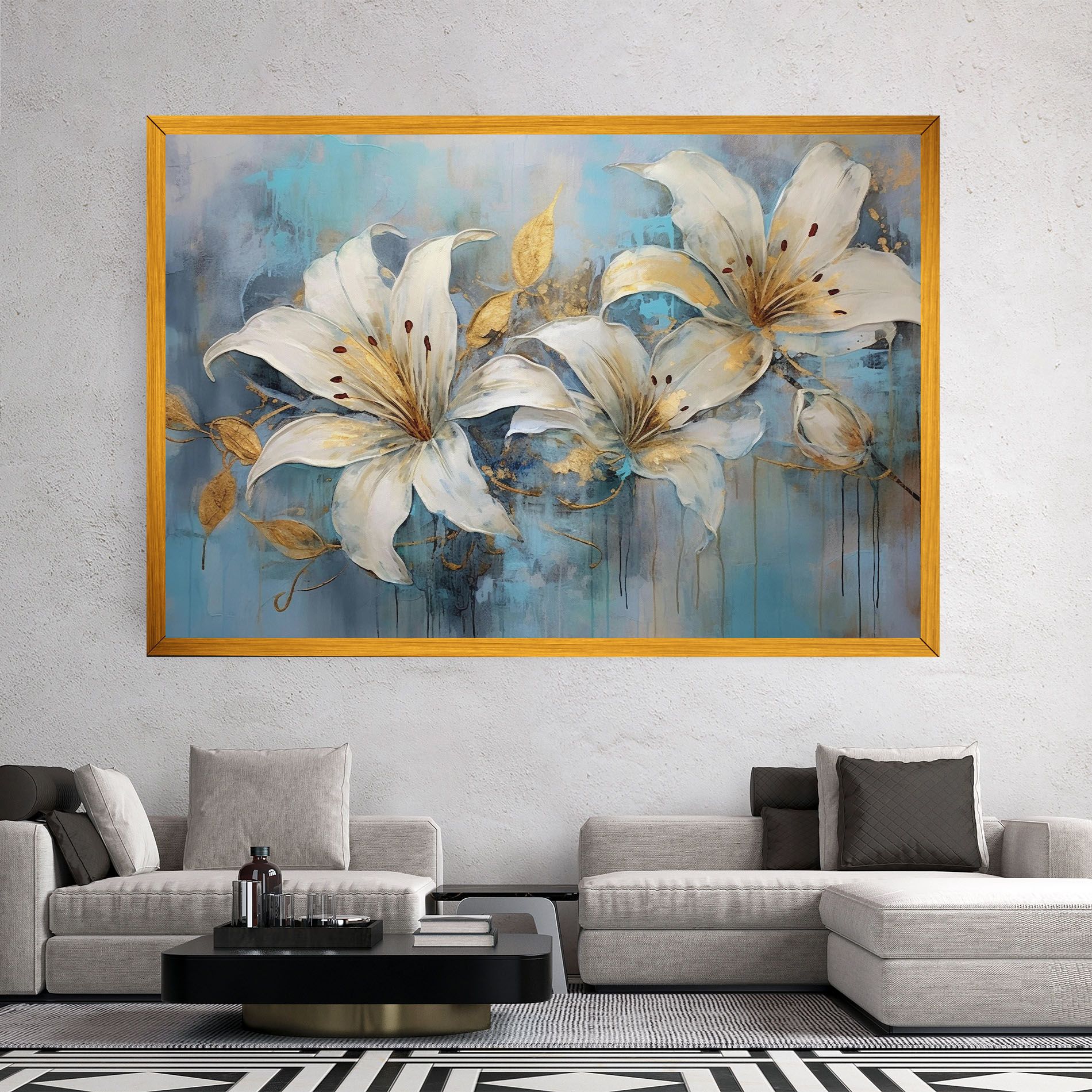 Lily With Gold Painting mockup 2