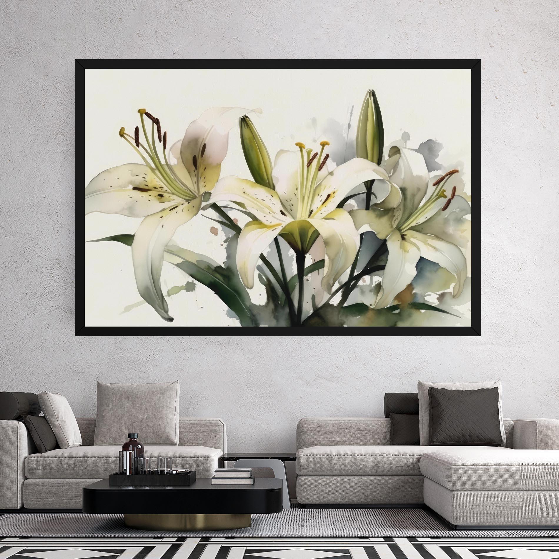 Vászonkép Cute White Lily Painting mockup 2