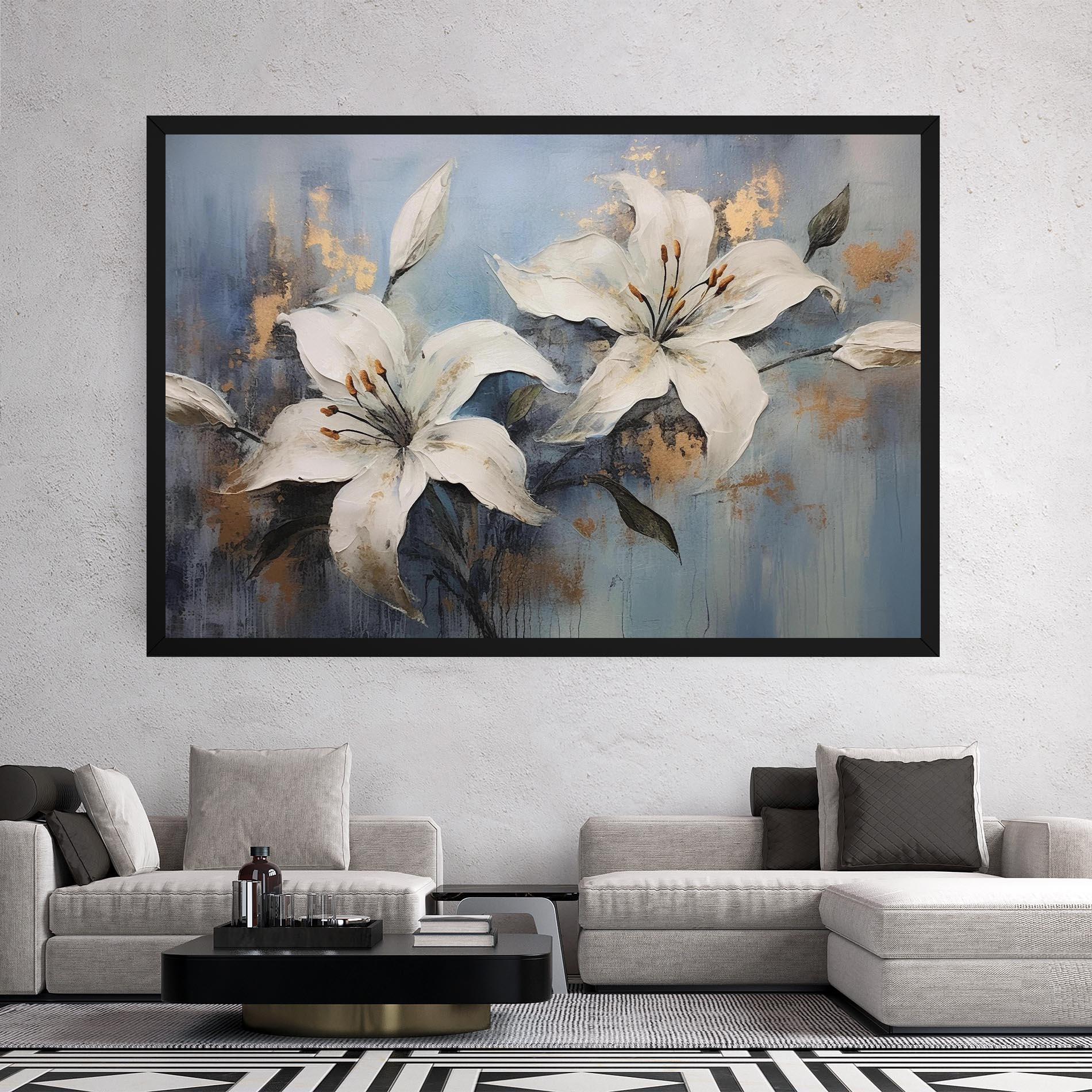 Vászonkép Gold Lily Painting mockup 2