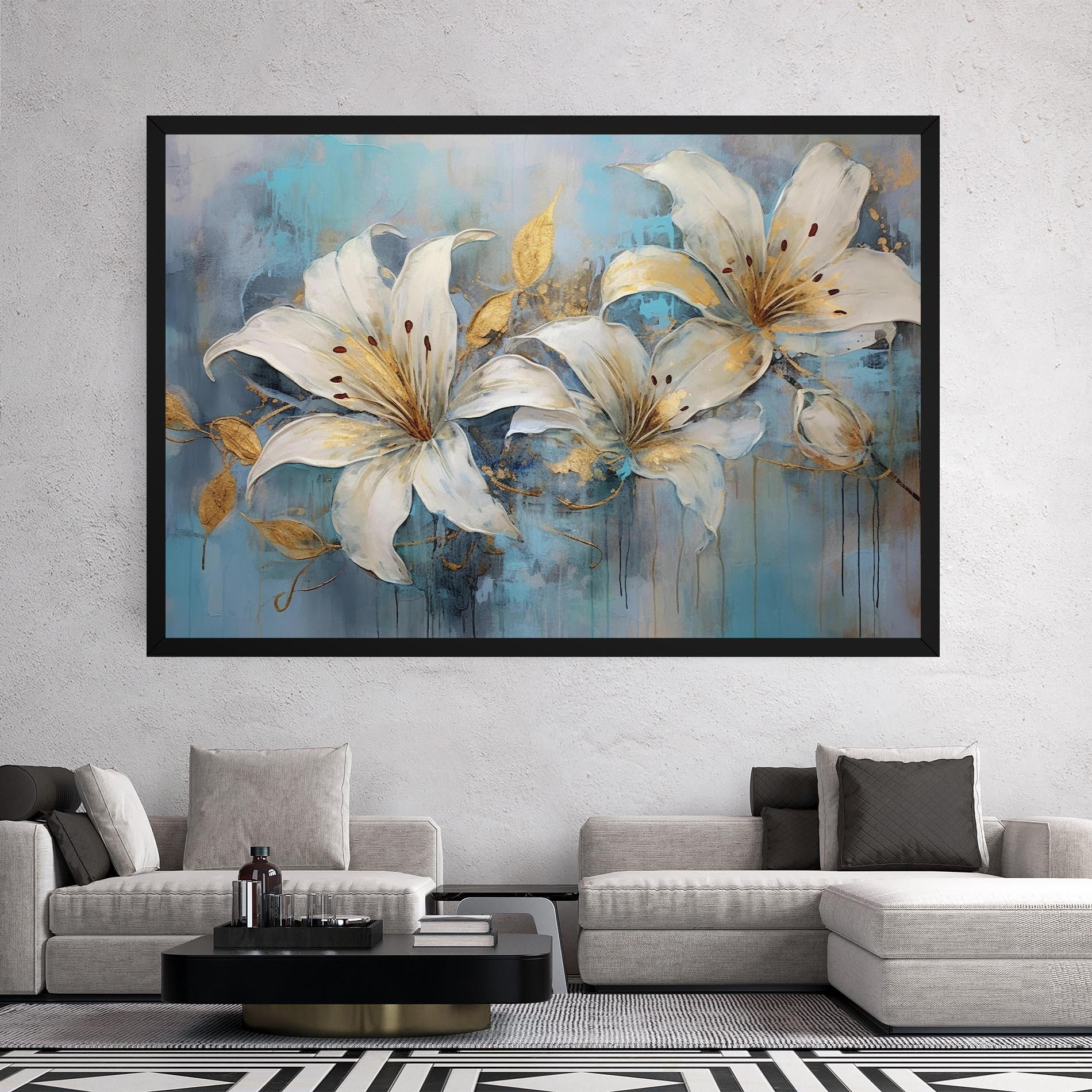 Vászonkép Lily With Gold Painting mockup 2