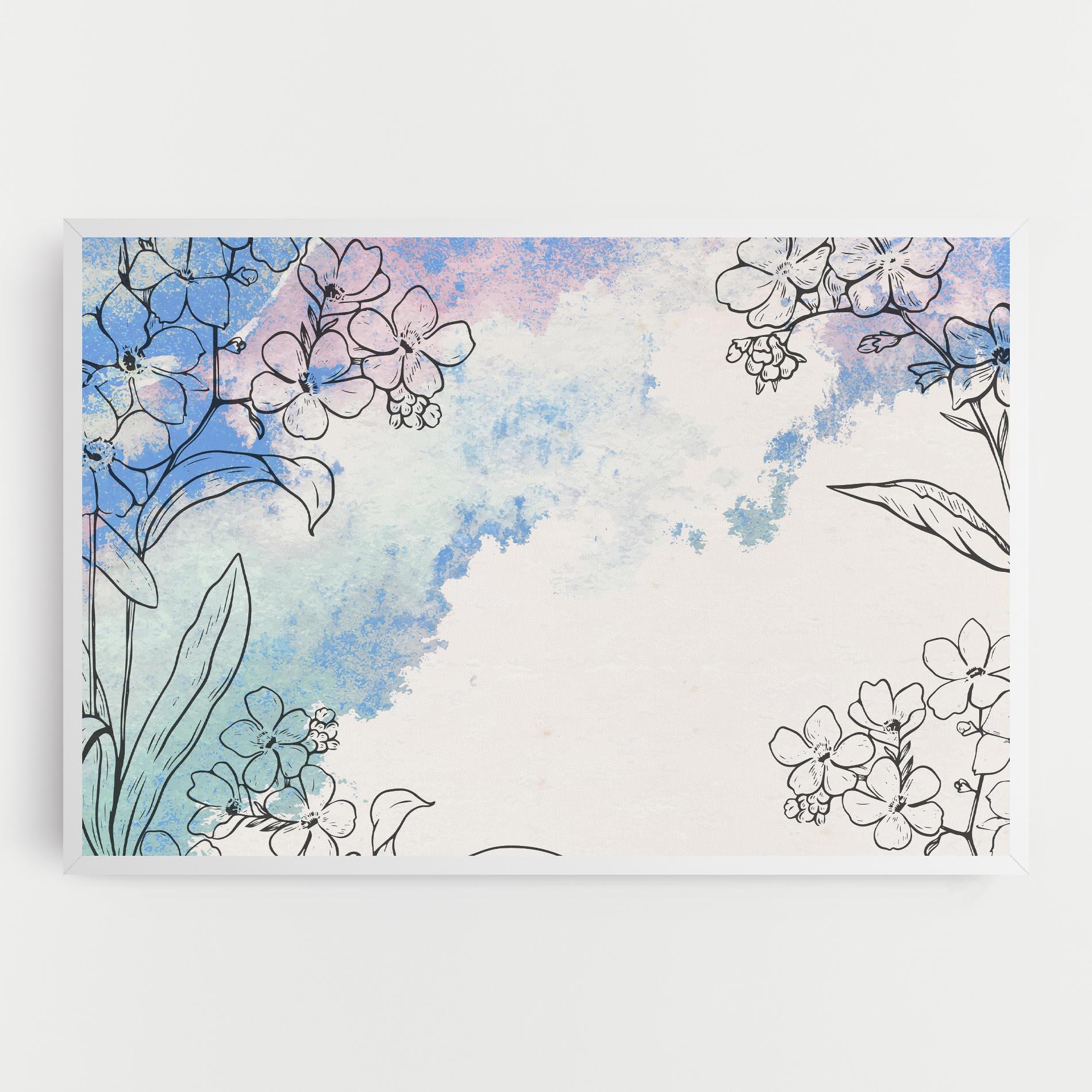 Vászonkép Blue Watercolor Flower mockup 0